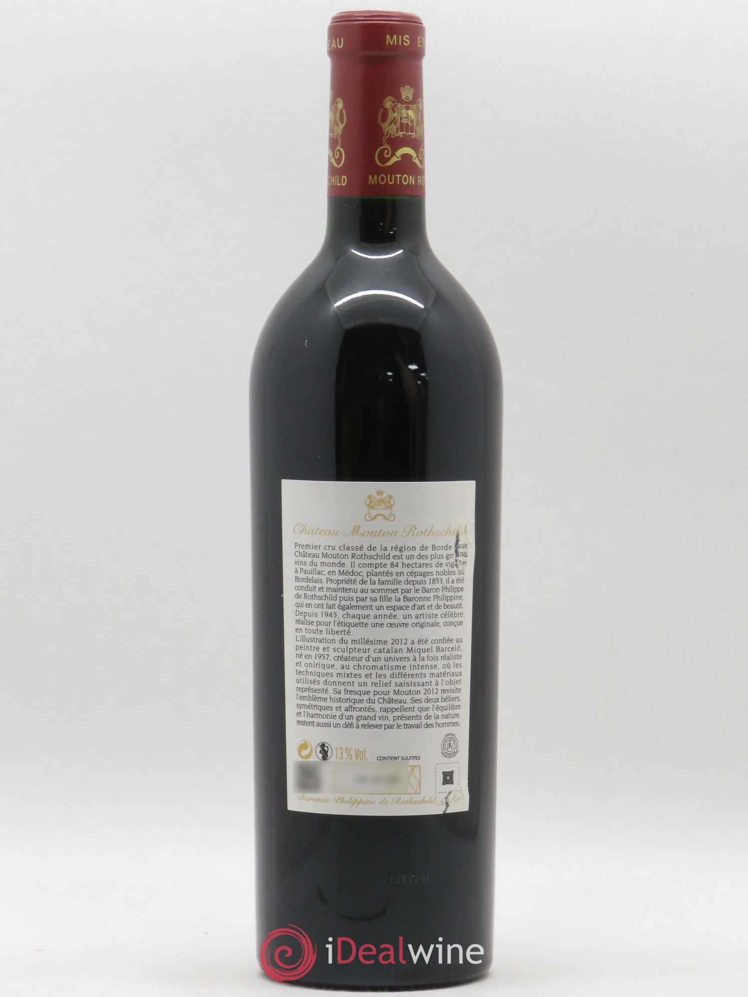 Château Mouton Rothschild 1er Grand Cru Classé 2012 - Lot de 1 bouteille - 1