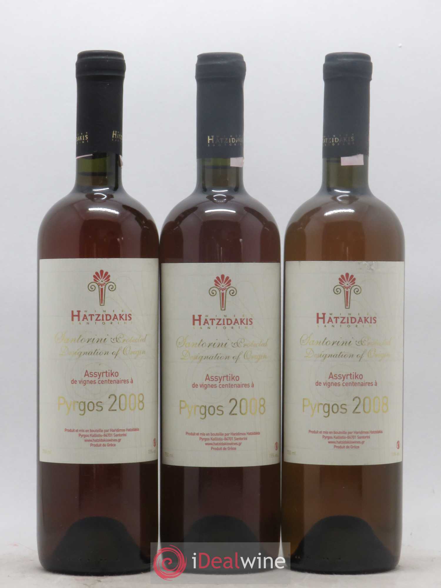 Vins Etrangers Assyrtiko de Louros Pyrgos Vignes Centenaires Hatzidakis 2008 - Posten von 3 Flaschen - 0