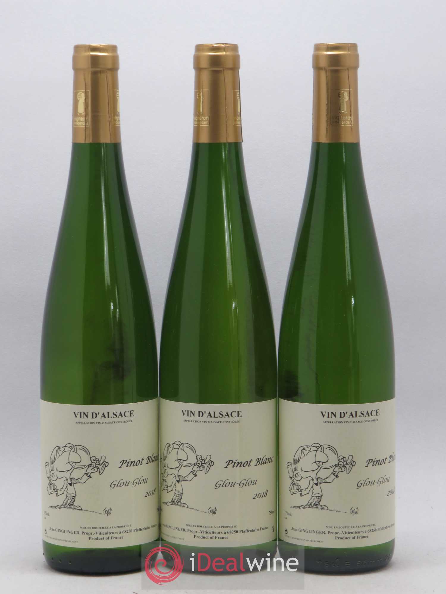 Pinot blanc Glouglou Ginglinger (sans prix de réserve) 2018 - Lot de 3 bouteilles - 0