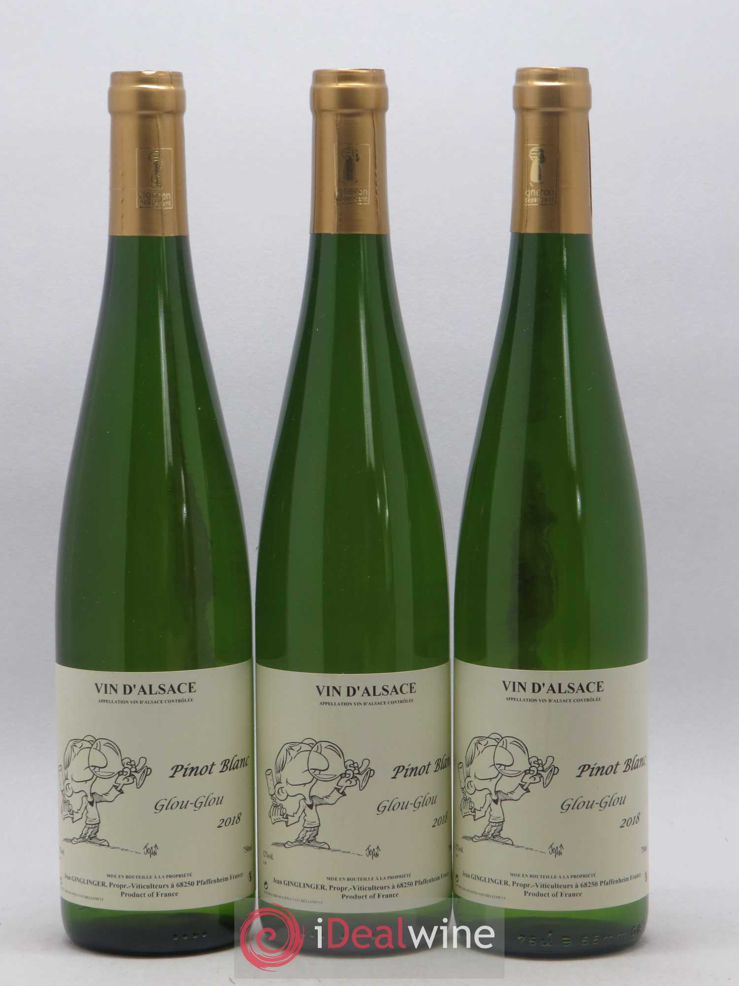 Pinot blanc Glouglou Ginglinger (sans prix de réserve) 2018 - Lot de 3 bouteilles - 0