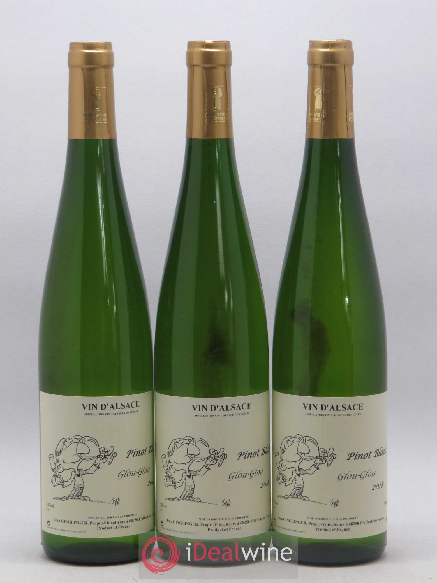 Pinot blanc Glouglou Ginglinger (sans prix de réserve) 2018 - Lot de 3 bouteilles - 0