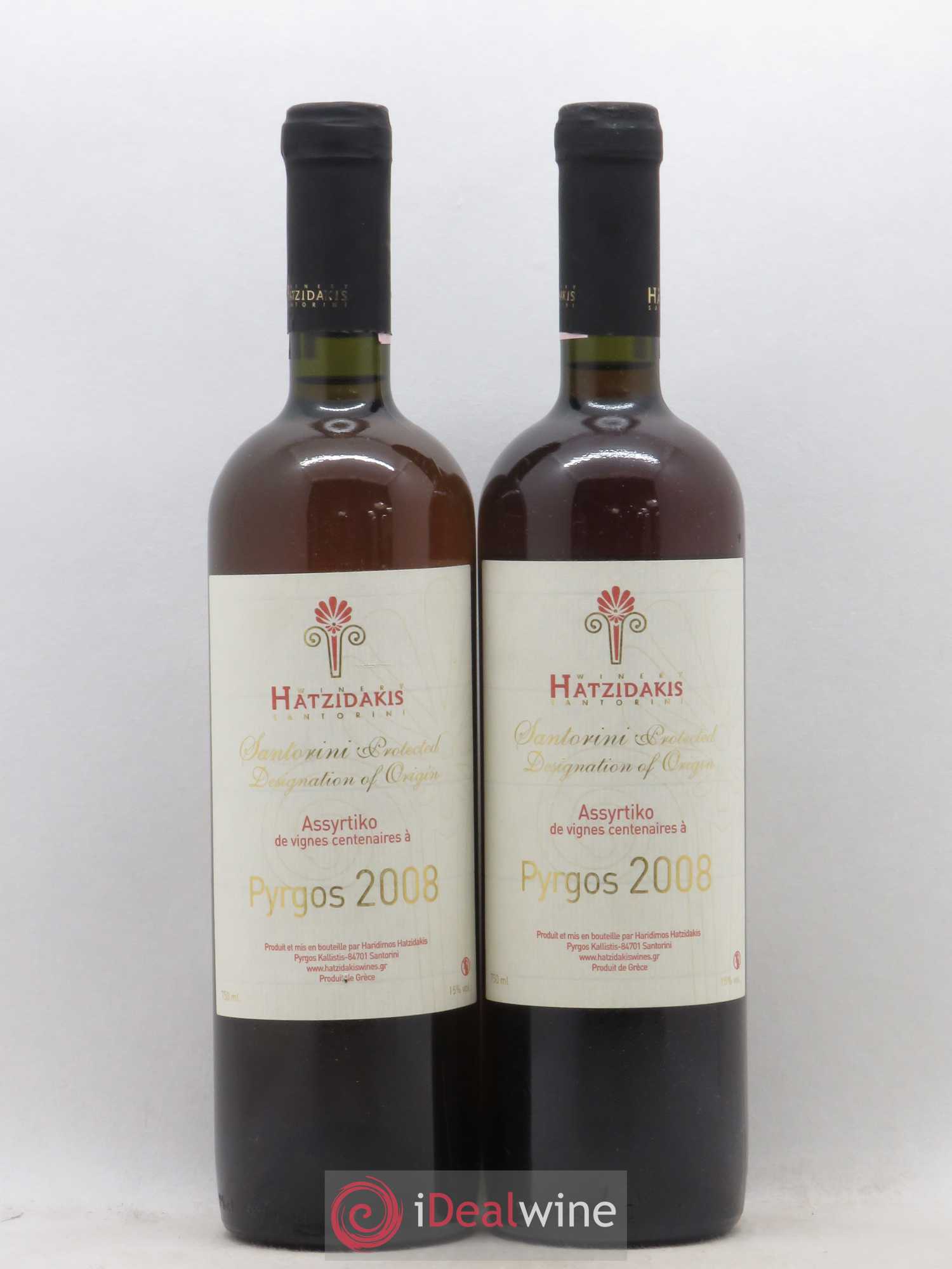 Santorini Hatzidakis Assyrtiko Vignes Centenaires Pyrgos 2008 - Posten von 2 Flaschen - 0