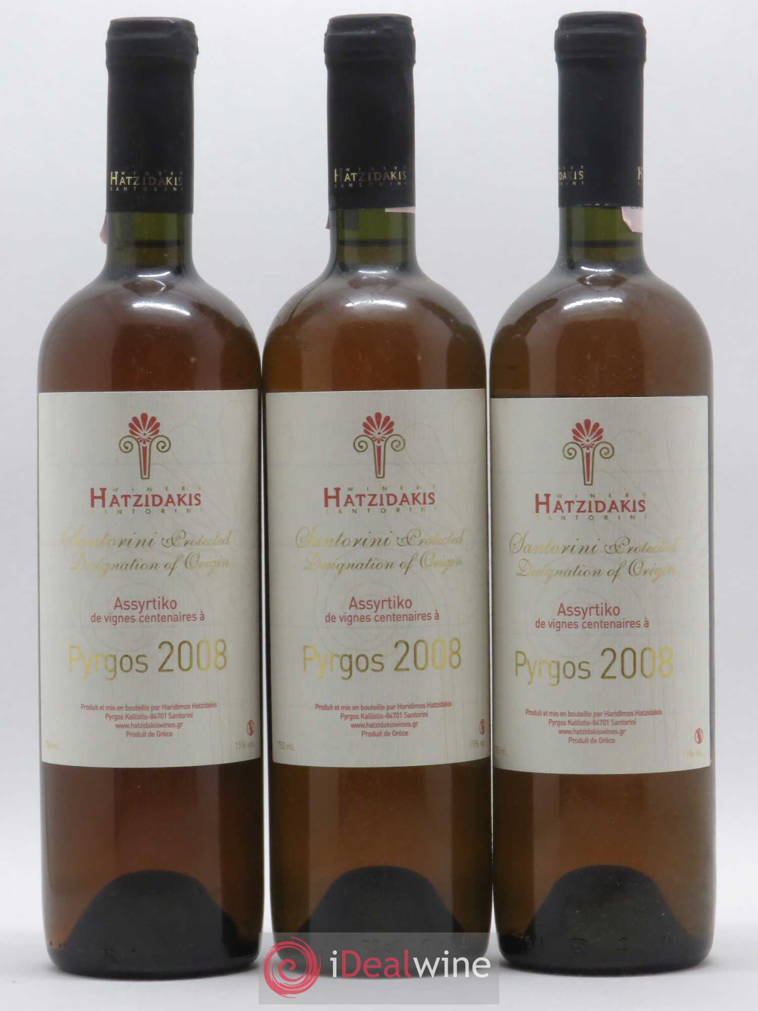 Santorini Hatzidakis Assyrtiko Pyrgos Vignes centenaires 2008 - Posten von 3 Flaschen - 0