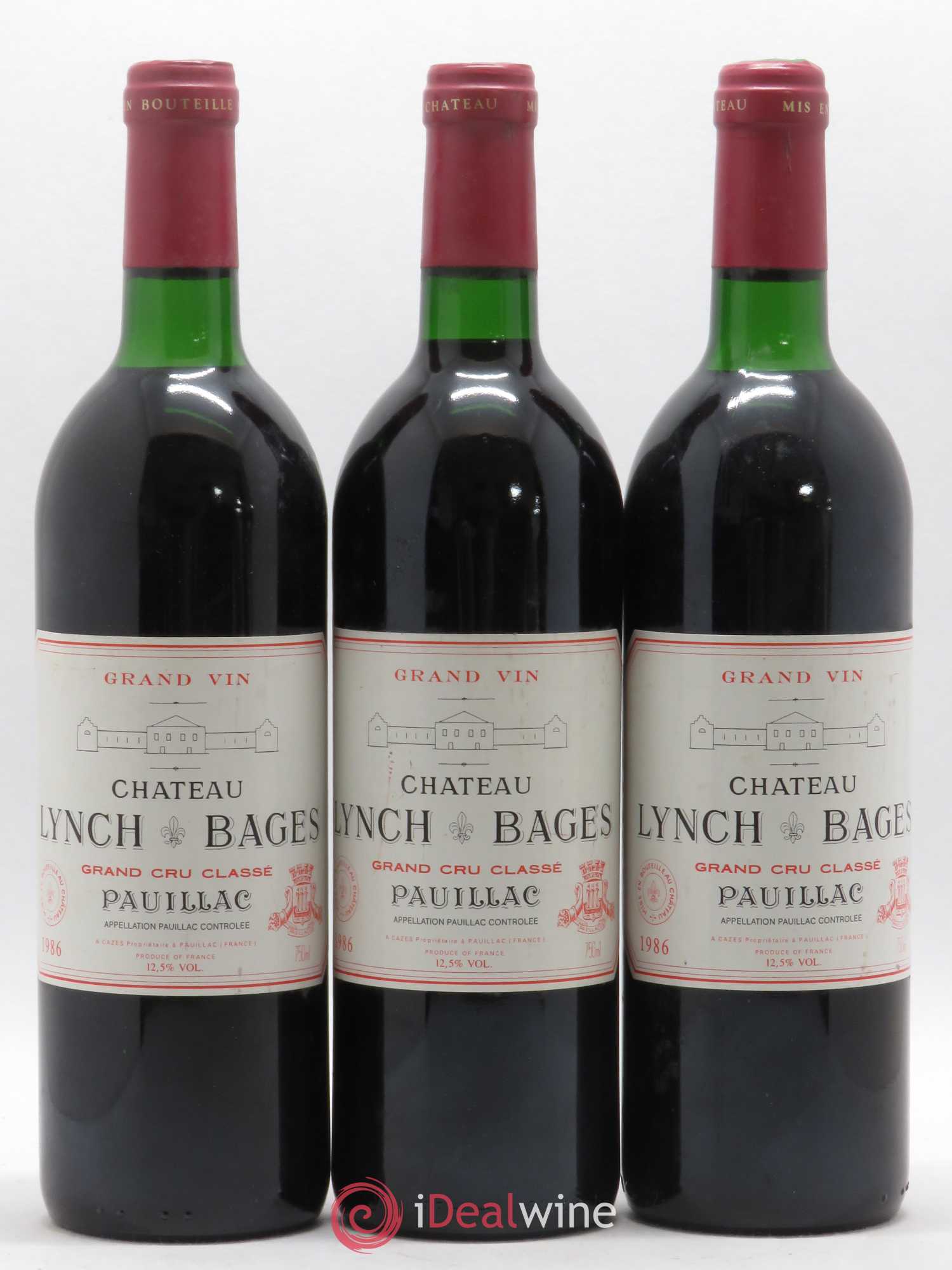 Château Lynch Bages 5ème Grand Cru Classé 1986 - Lot de 3 bouteilles - 0