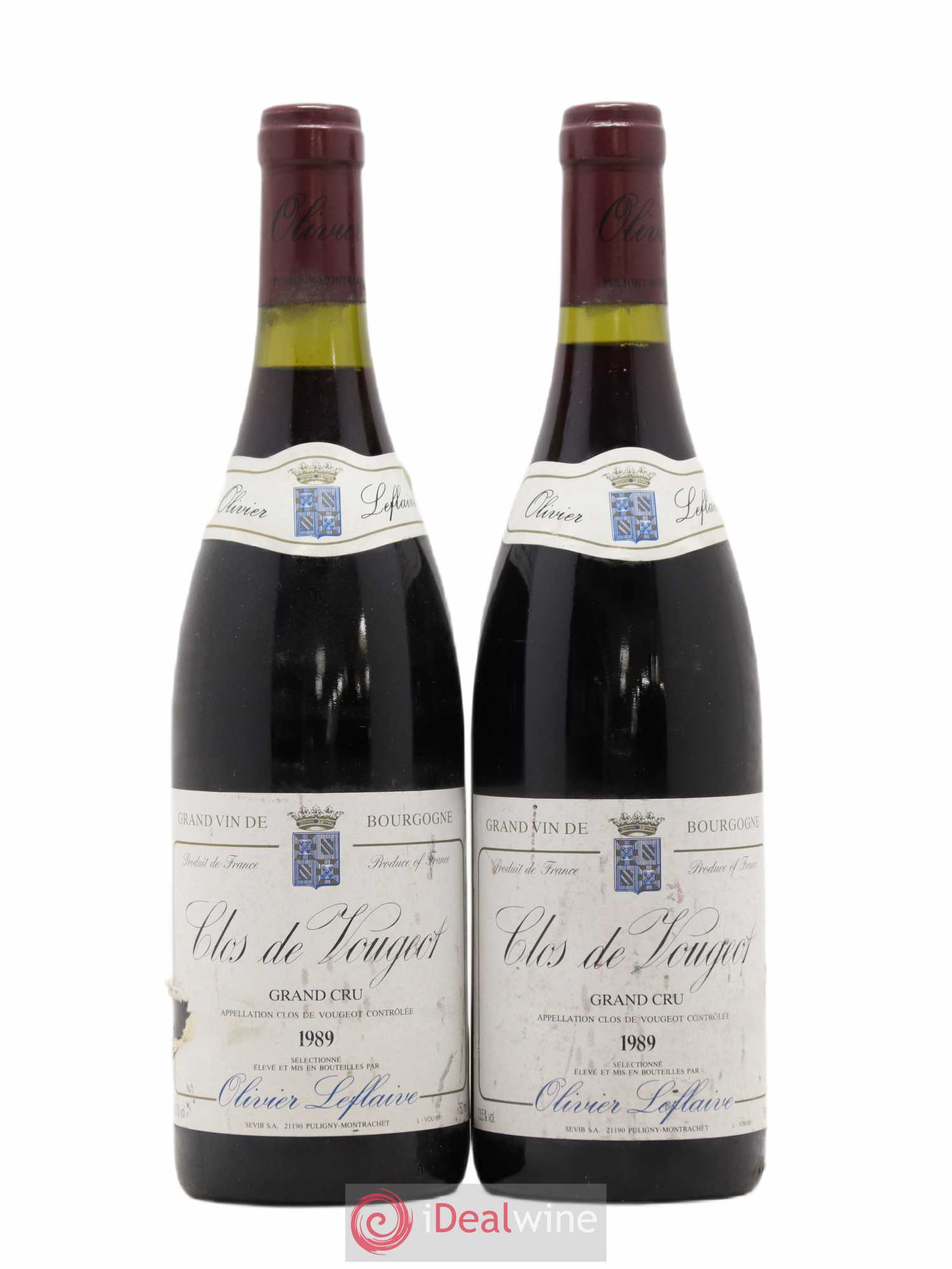 Clos de Vougeot Grand Cru Olivier Leflaive 1989 - Lot de 2 bouteilles - 0