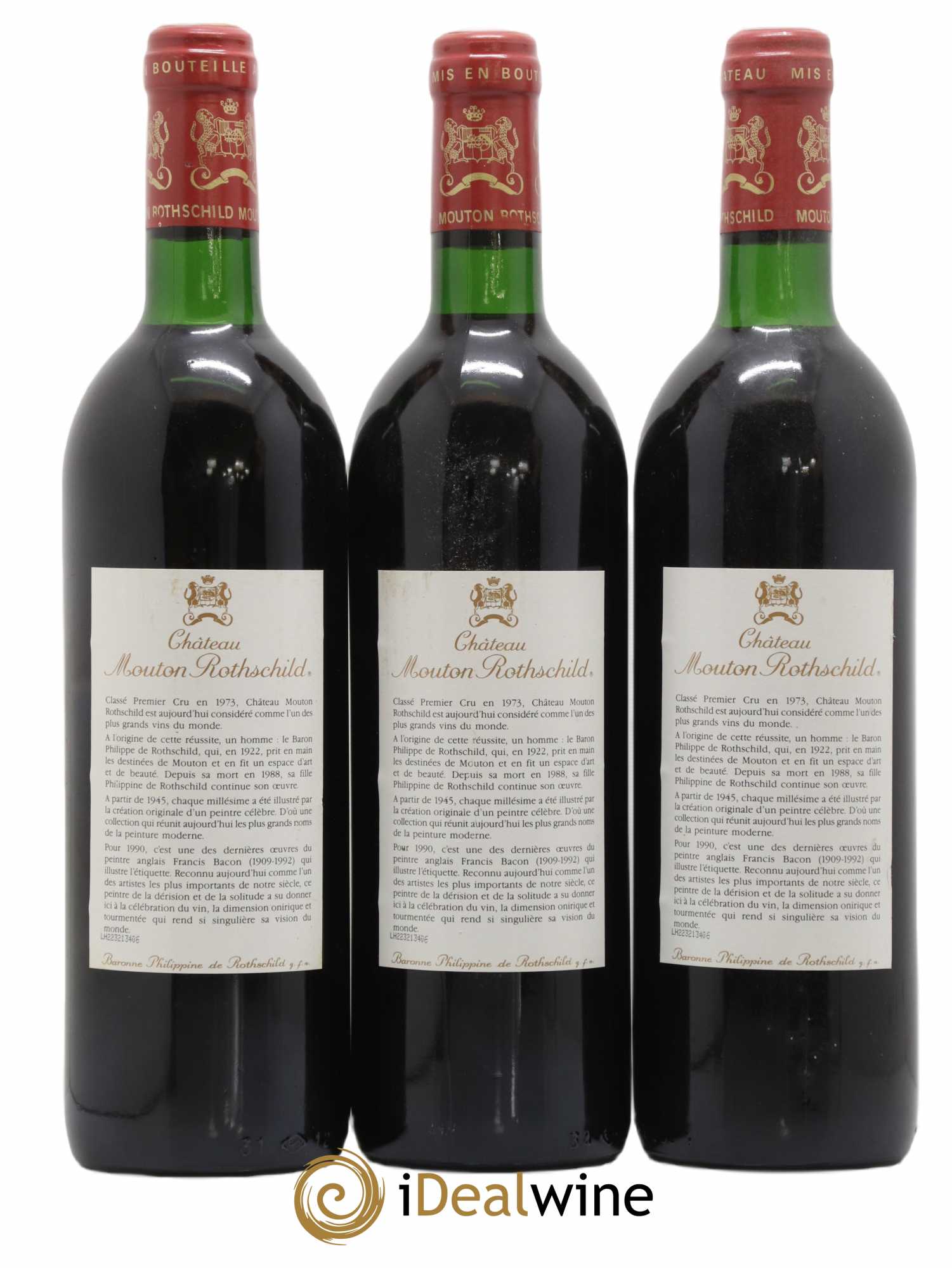 Château Mouton Rothschild 1er Grand Cru Classé 1990 - Lot de 3 bouteilles - 1