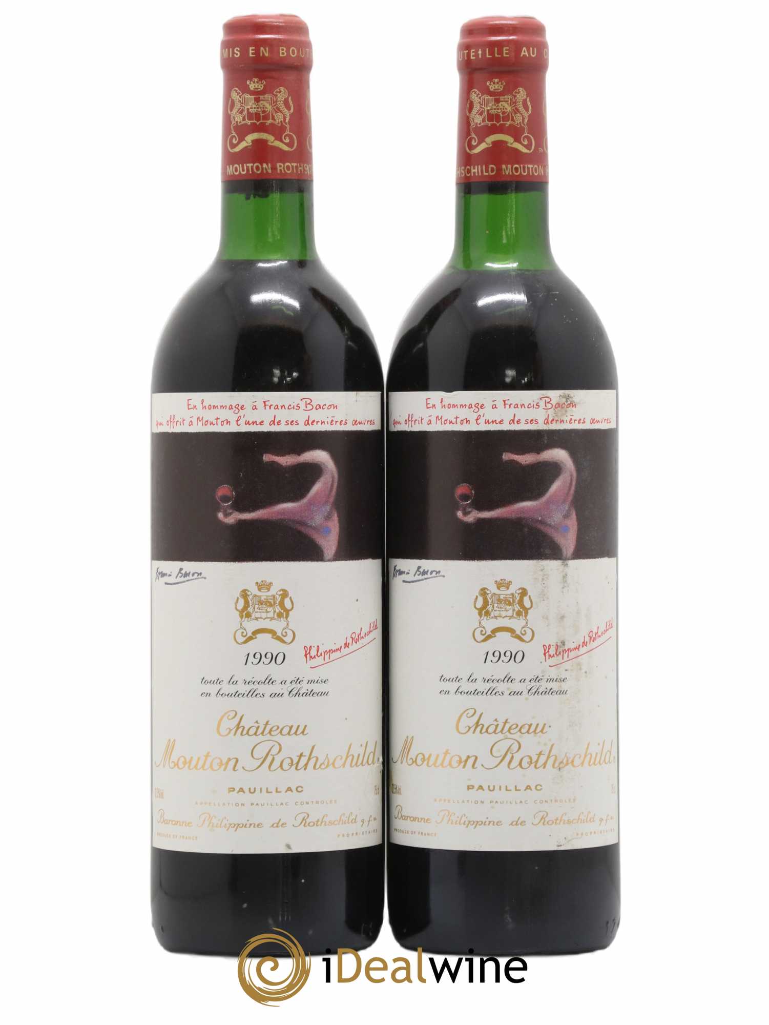 Château Mouton Rothschild 1er Grand Cru Classé 1990 - Lot de 2 bouteilles - 0
