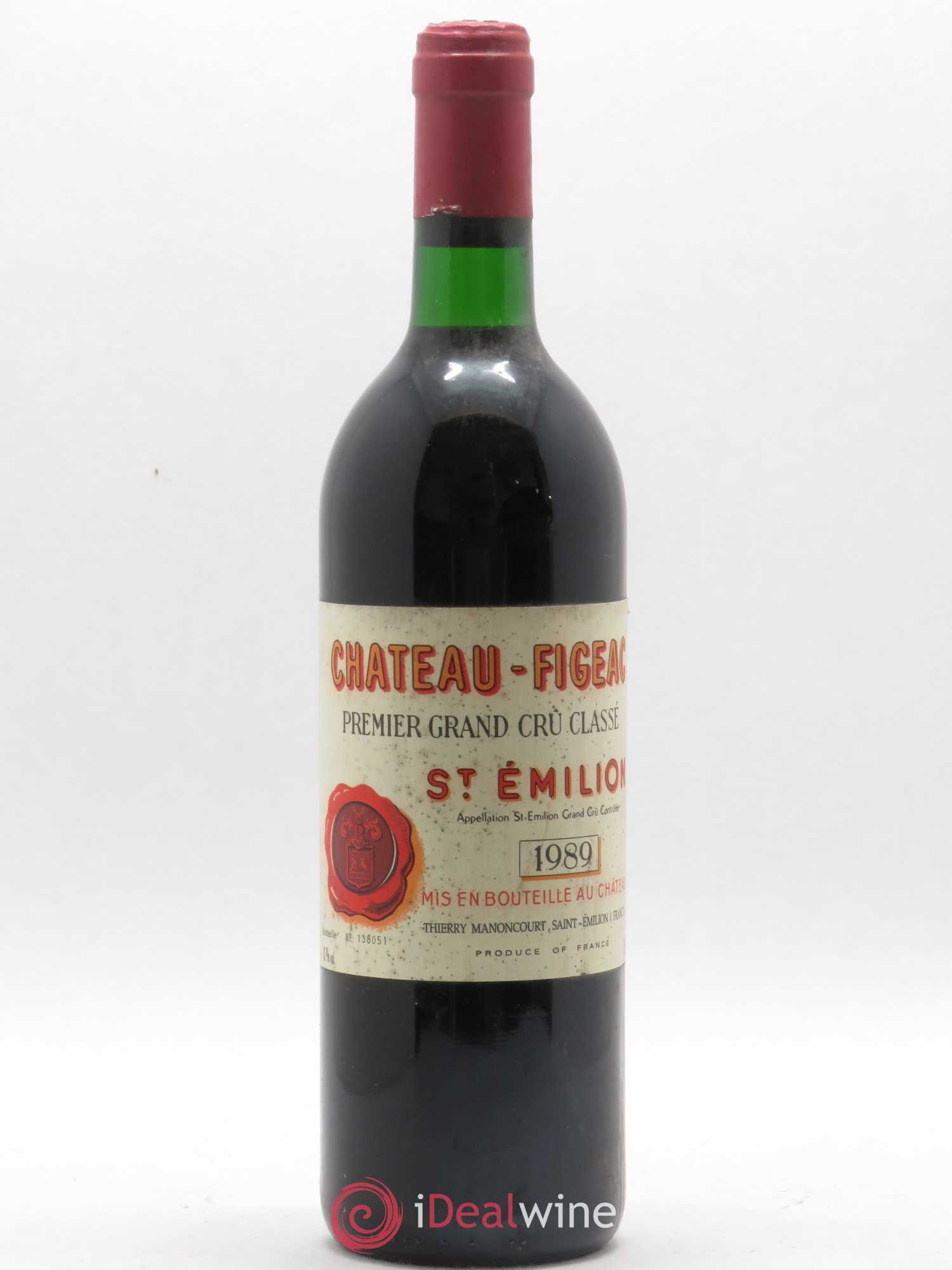 Château Figeac 1er Grand Cru Classé A 1989 - Lot de 1 bouteille - 0