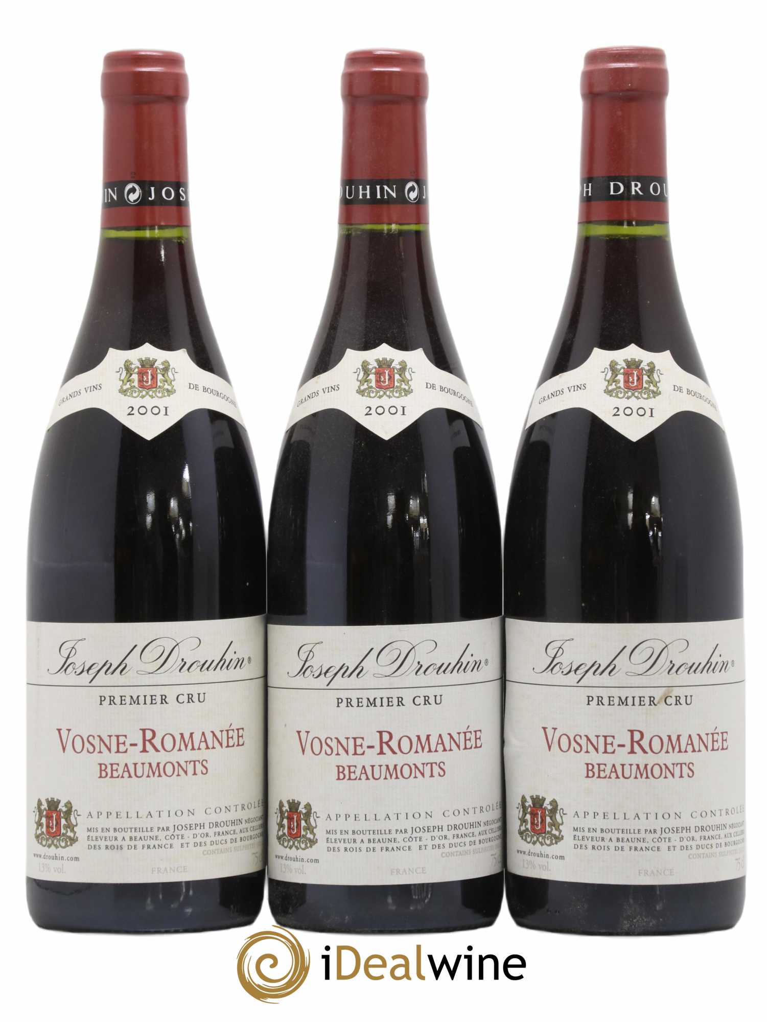 Vosne-Romanée 1er Cru Les Beaumonts Joseph Drouhin 2001 - Lot de 3 bouteilles - 0