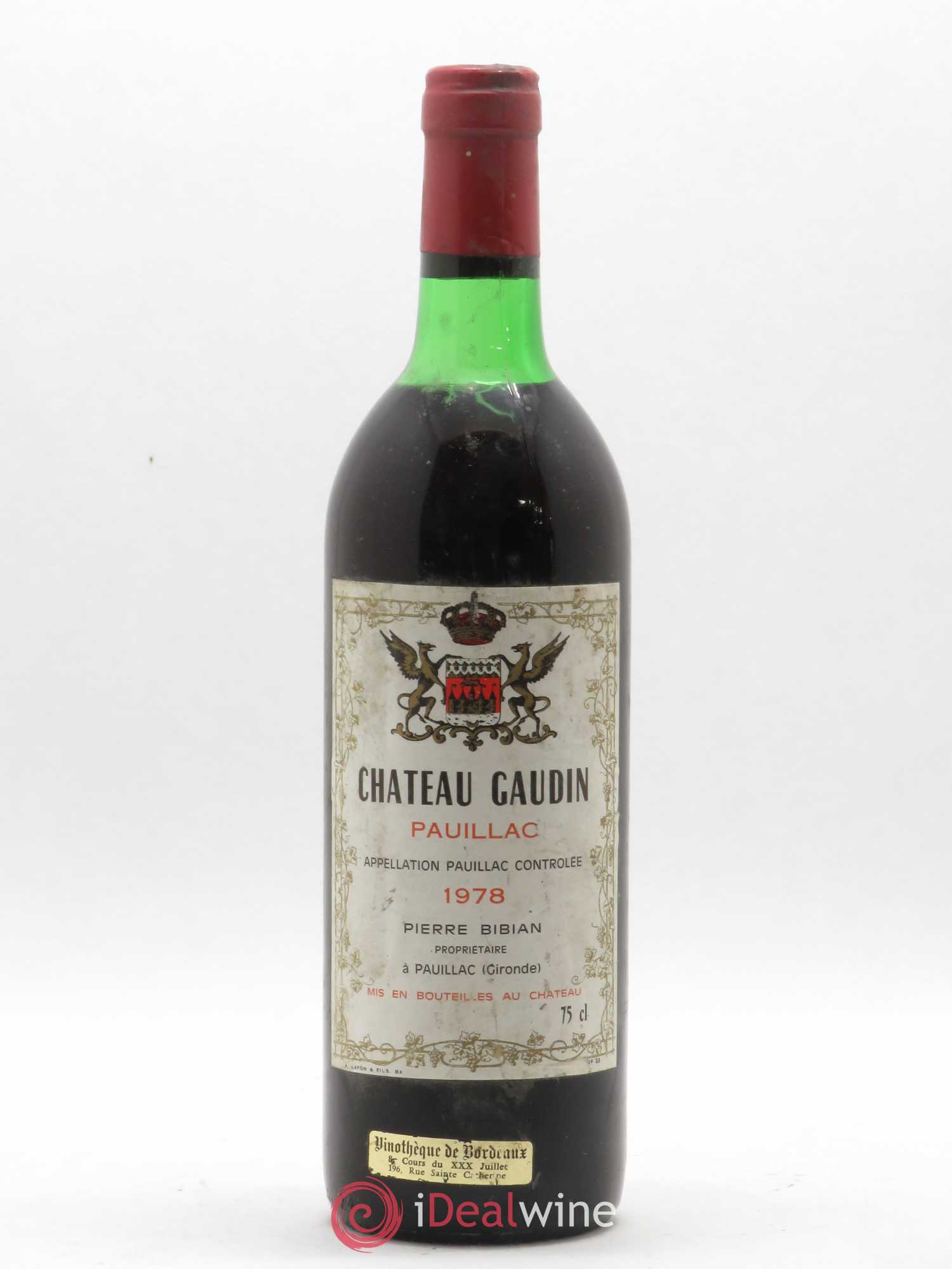 Pauillac Château Gaudin 1978 - Posten von 1 Flasche - 0
