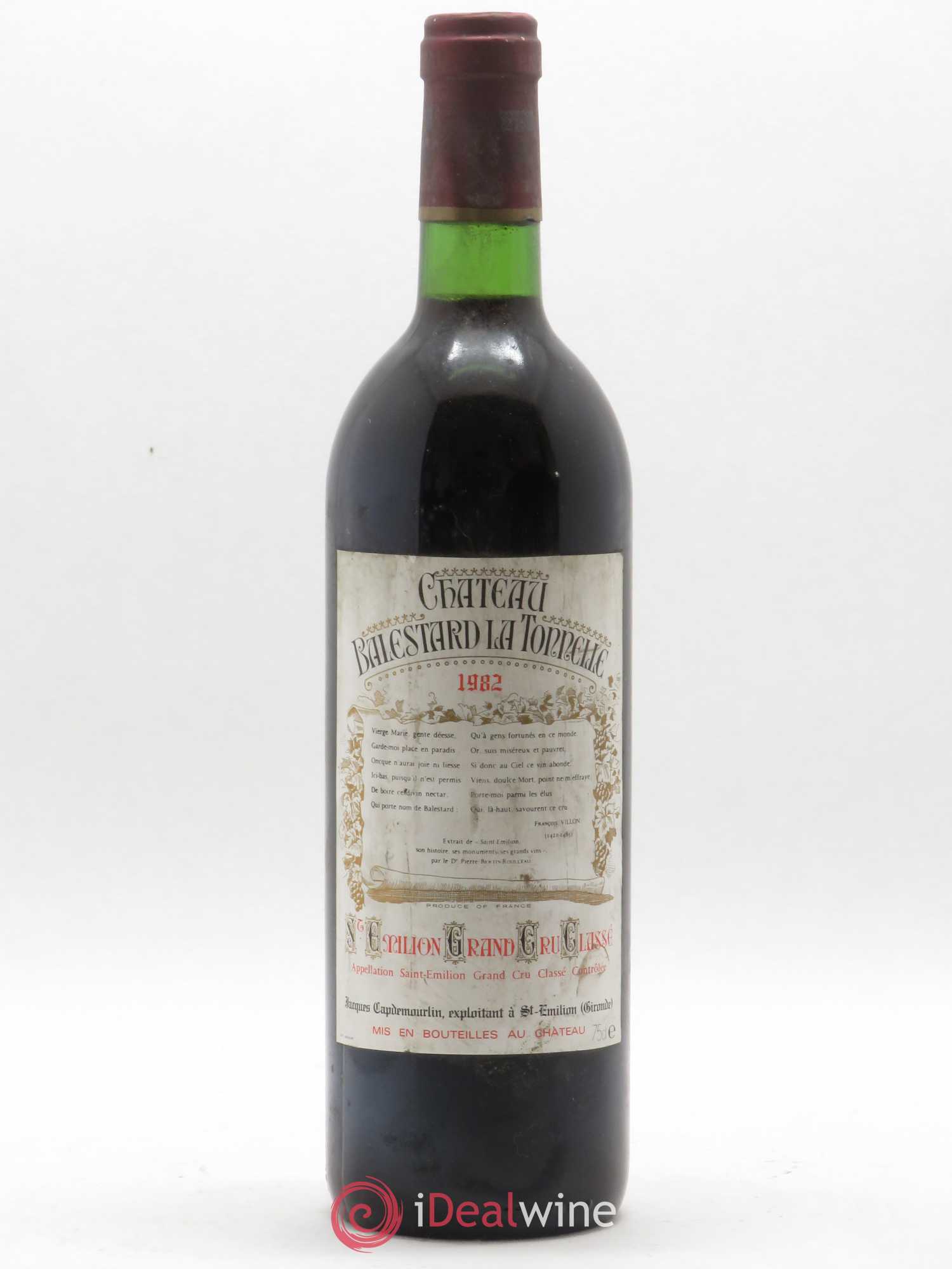 Château Balestard la Tonnelle Grand Cru Classé 1982 - Lot de 1 bouteille - 0