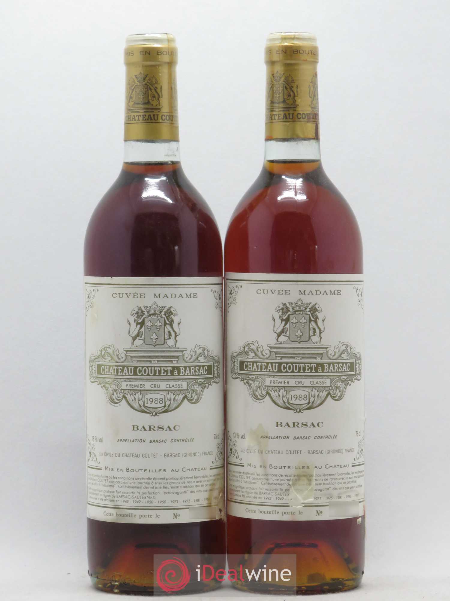 Château Coutet - Cuvée Madame 1er Grand Cru Classé 1988 - Lotto di 2 bottiglie - 0