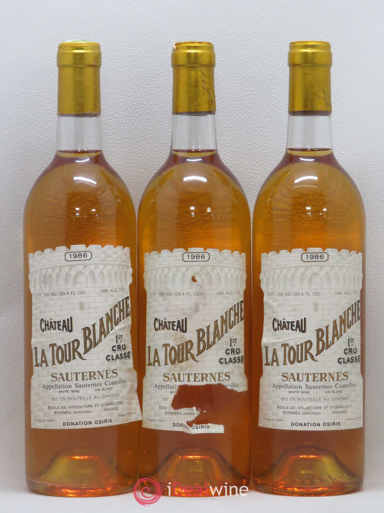Château la Tour Blanche 1er Grand Cru Classé 1986 - Lotto di 3 bottiglie - 0