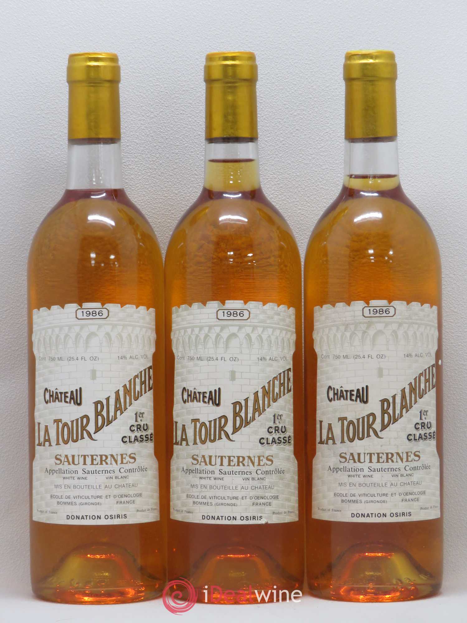 Château la Tour Blanche 1er Grand Cru Classé 1986 - Lotto di 3 bottiglie - 0