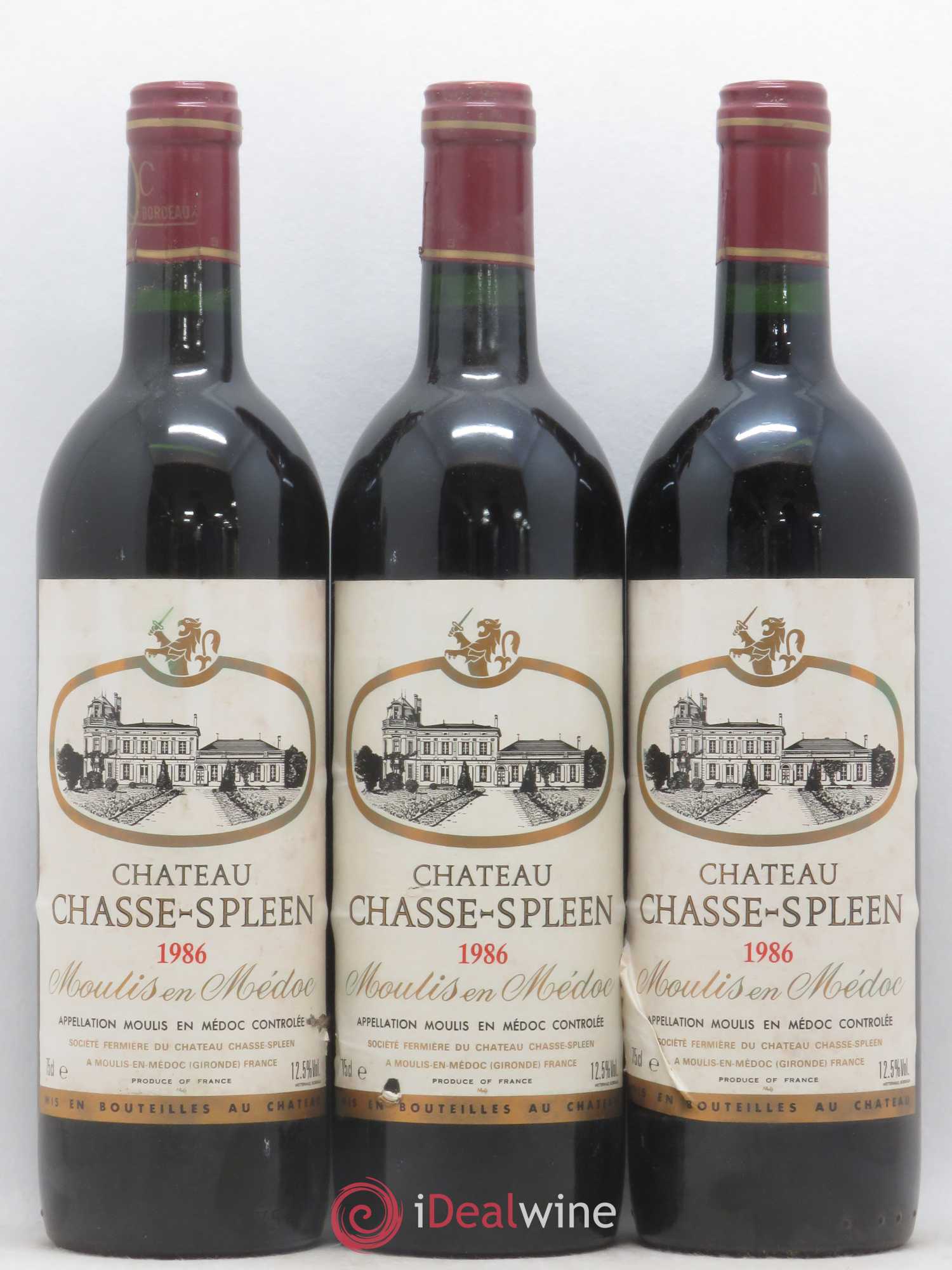 Château Chasse Spleen 1986 - Lot de 3 bouteilles - 0