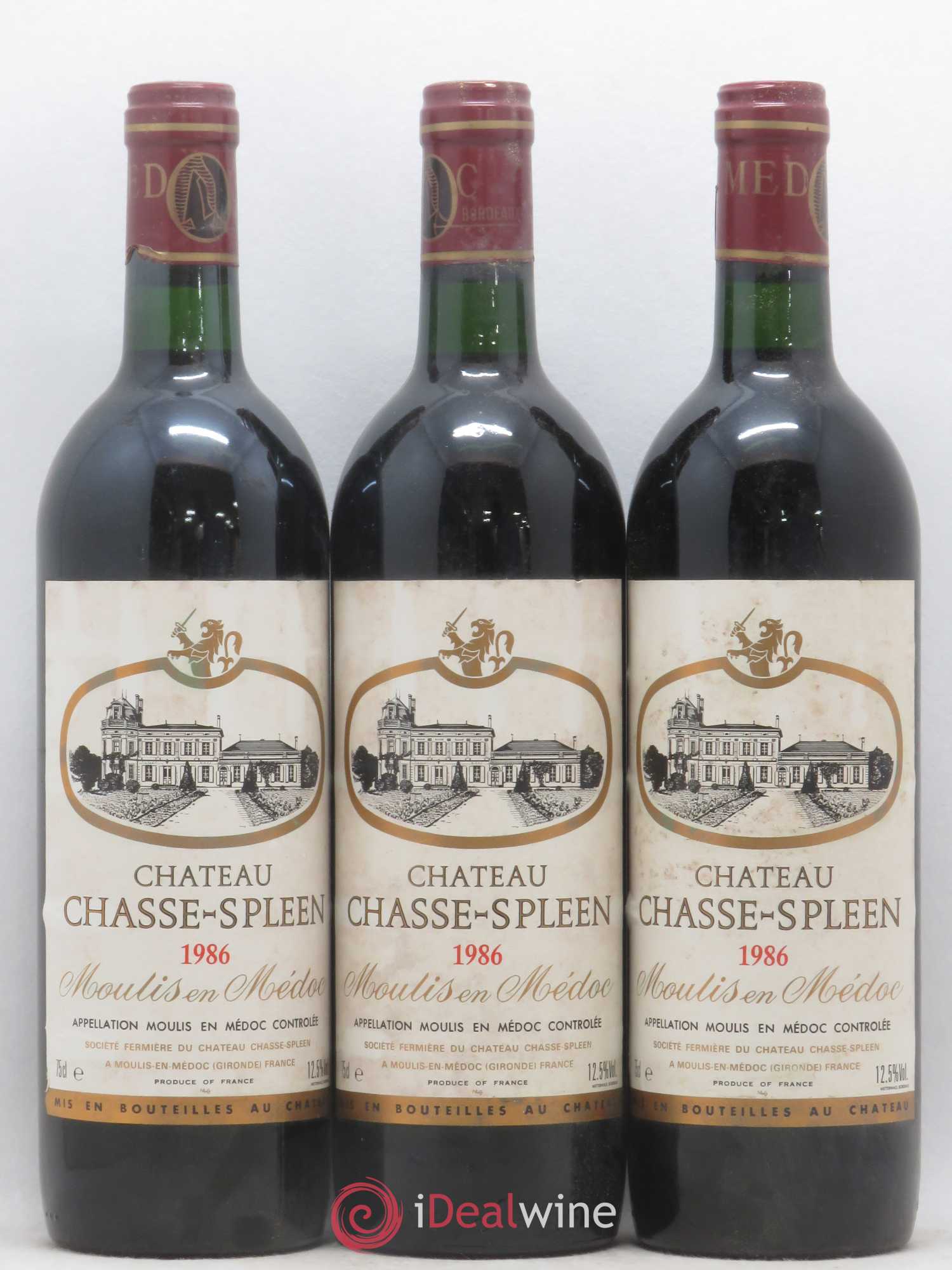 Château Chasse Spleen 1986 - Lot de 3 bouteilles - 0