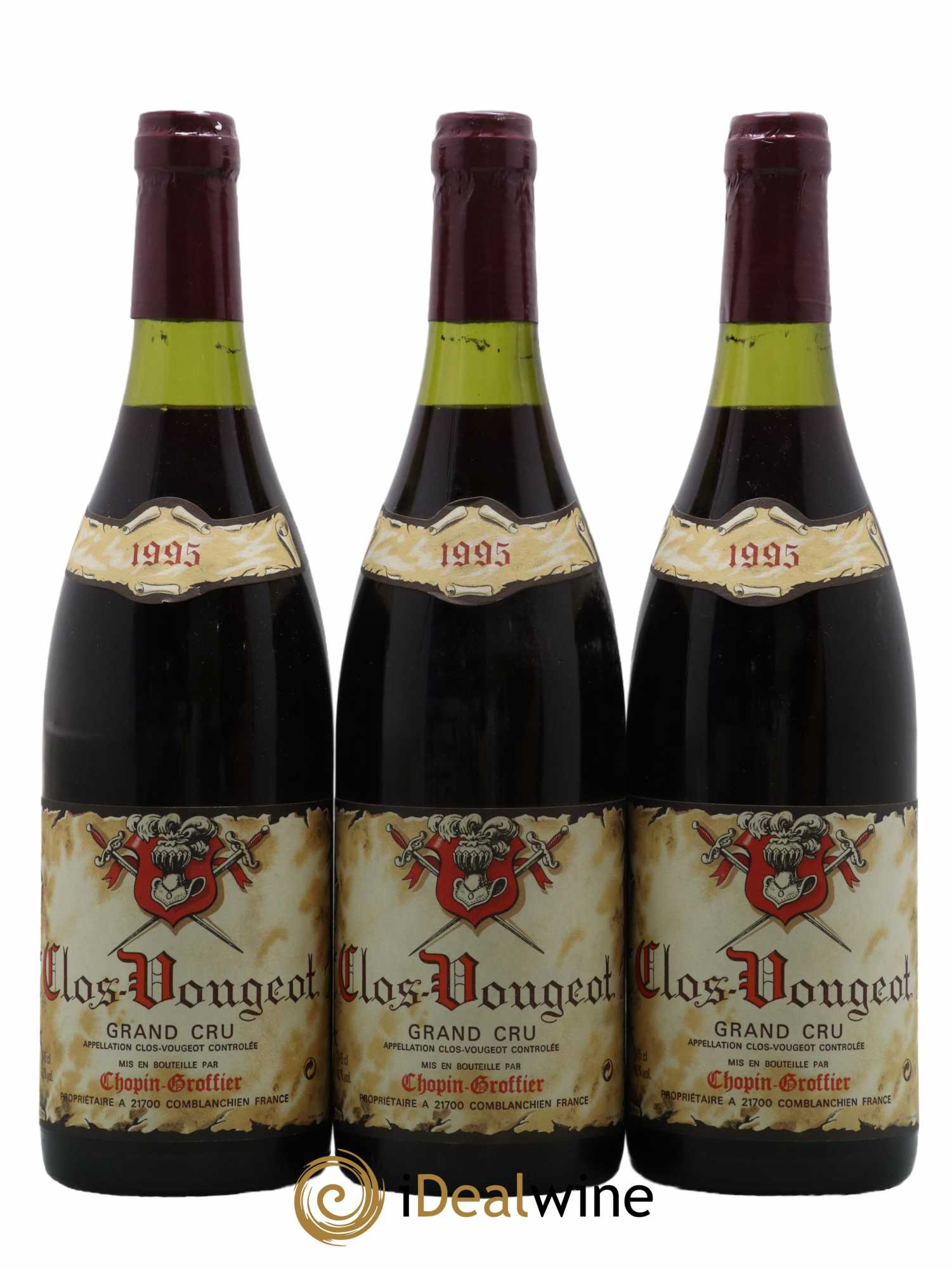 Clos de Vougeot Grand Cru Chopin Groffier 1995 - Lot de 3 bouteilles - 0