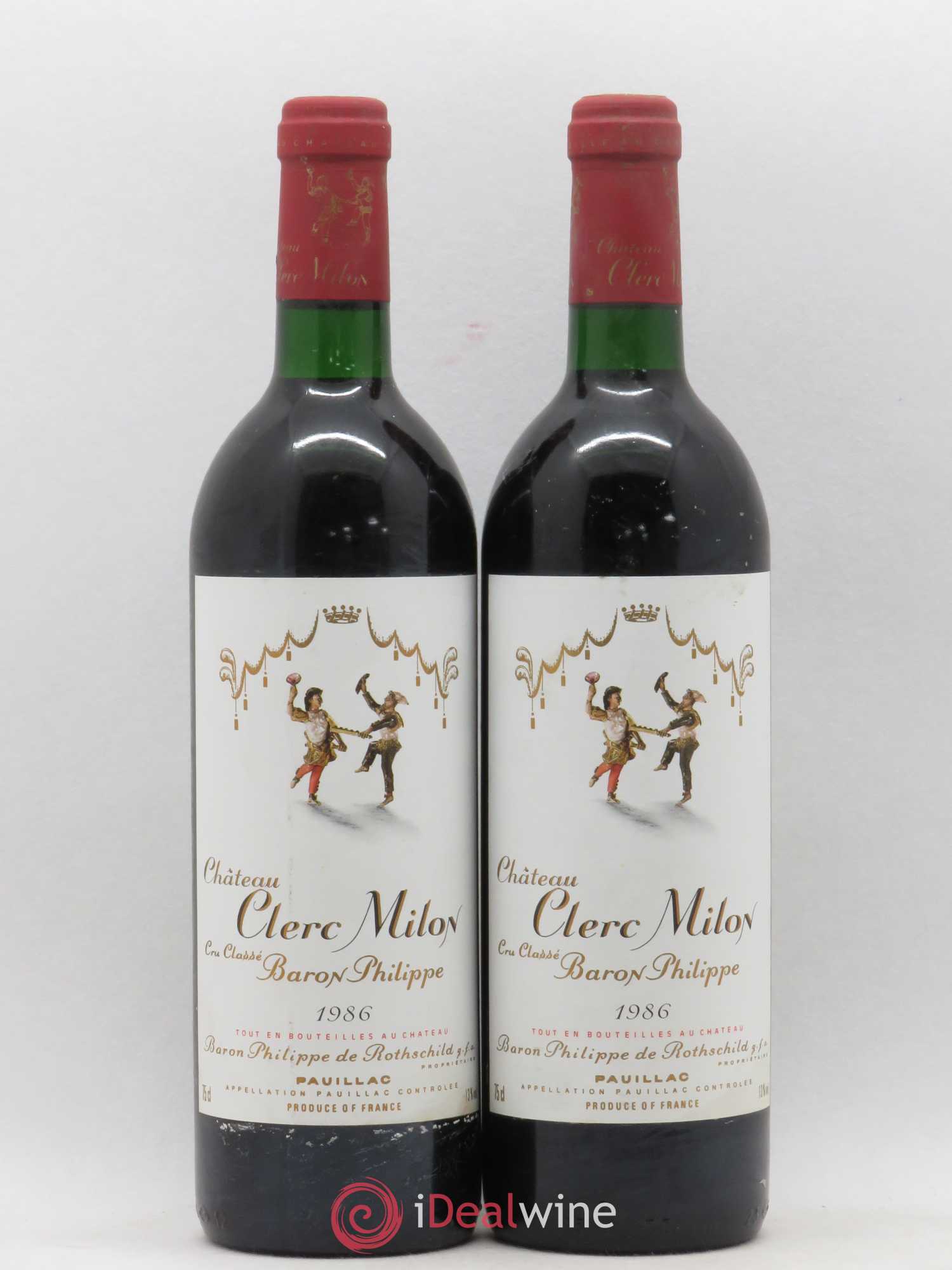 Château Clerc Milon 5ème Grand Cru Classé 1986 - Lot de 2 bouteilles - 0