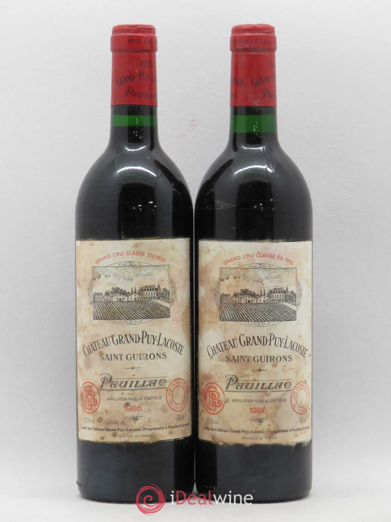 Château Grand Puy Lacoste 5ème Grand Cru Classé 1986 - Lot de 2 bouteilles - 0