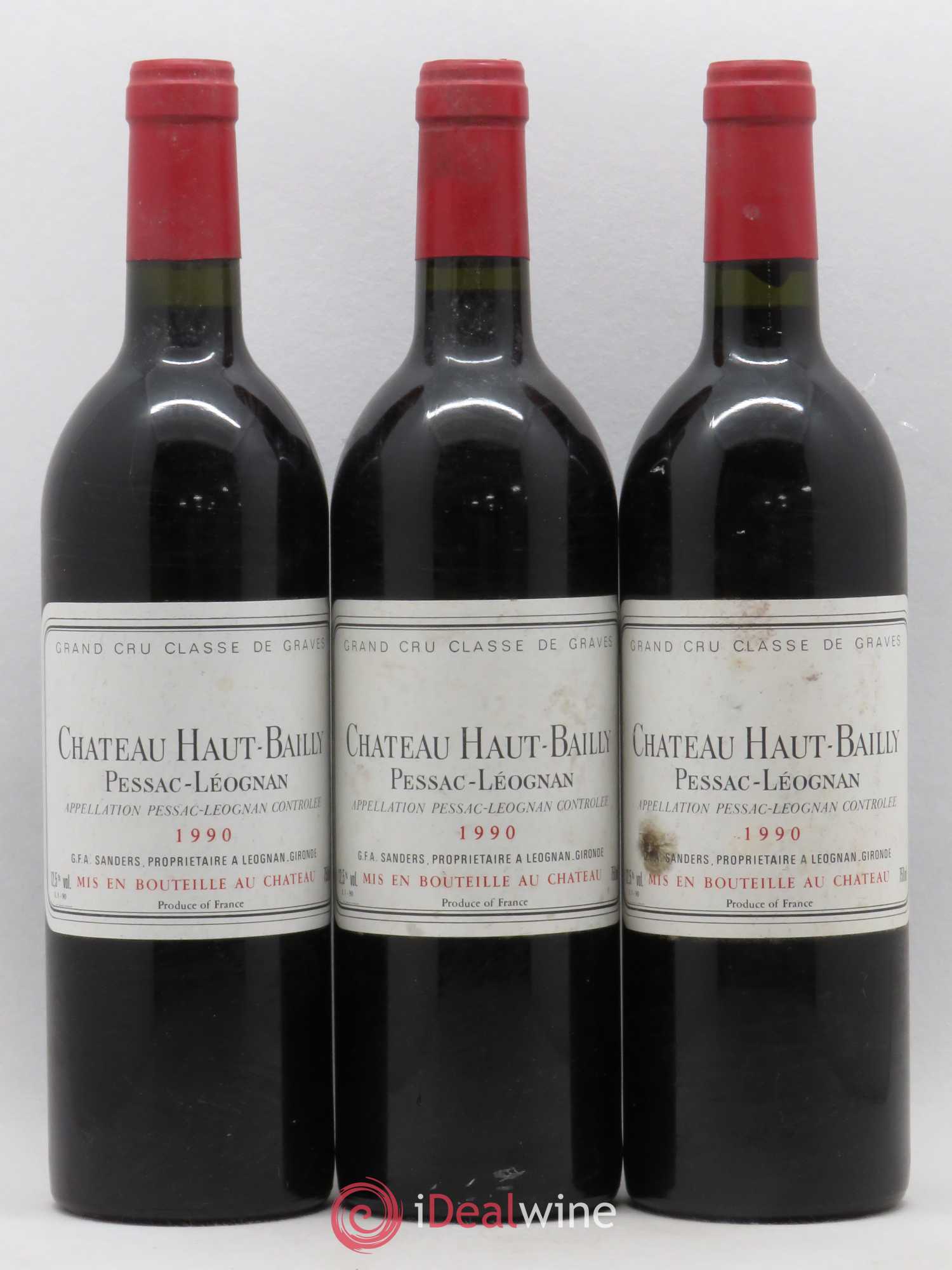 Château Haut-Bailly Cru Classé de Graves 1990 - Lot de 3 bouteilles - 0
