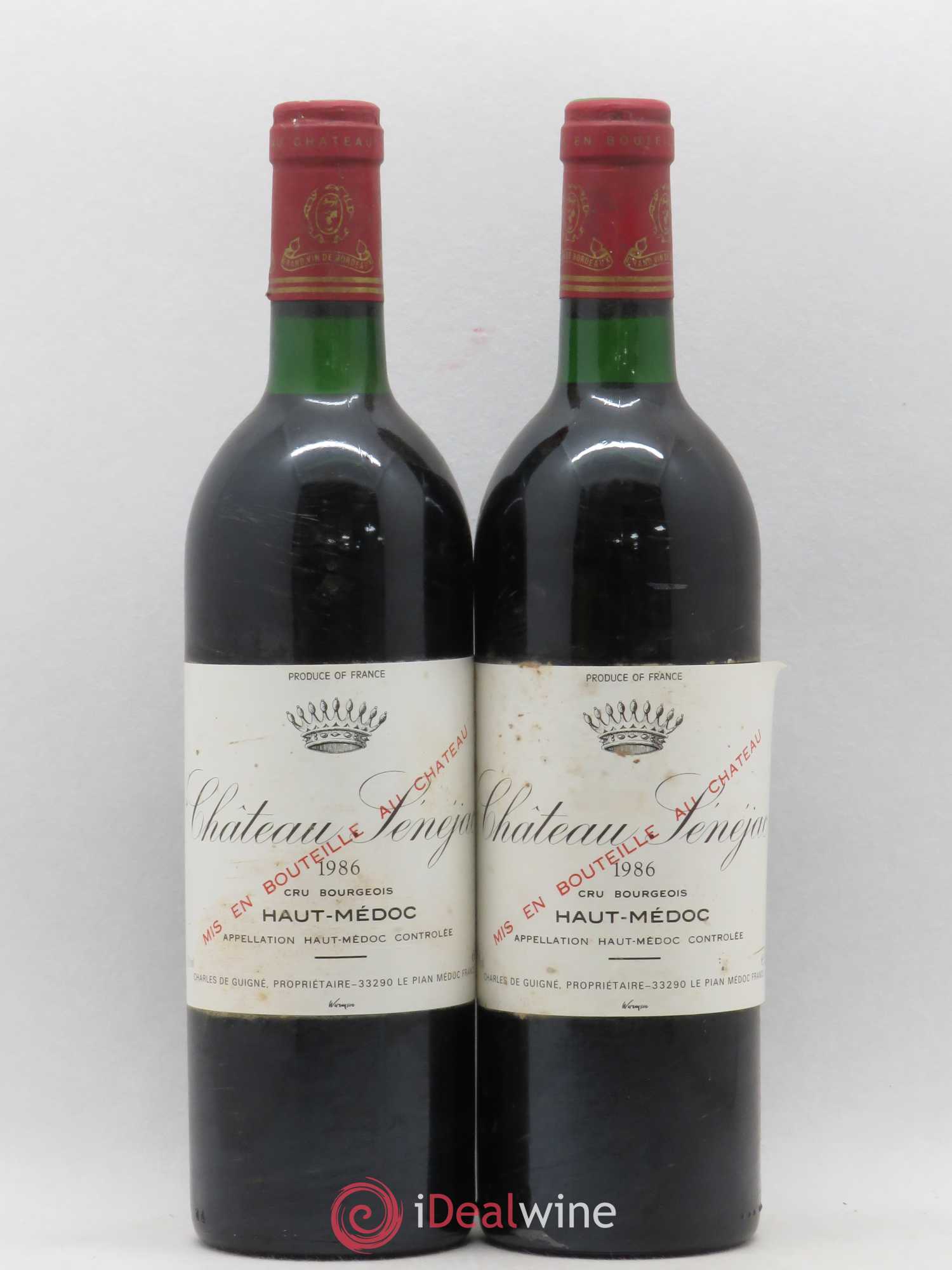 Château Sénejac Cru Bourgeois 1986 - Lot de 2 bouteilles - 0