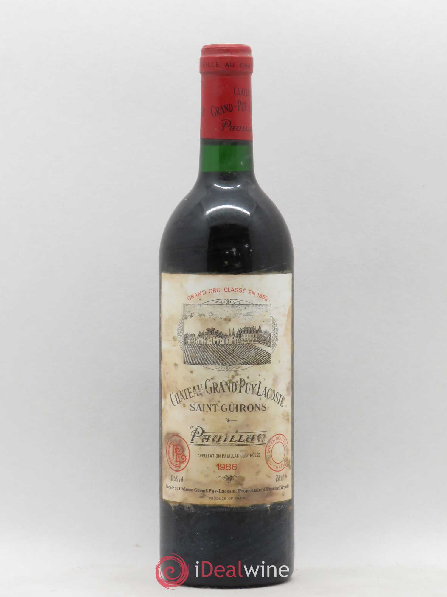 Château Grand Puy Lacoste 5ème Grand Cru Classé 1986 - Lot de 1 bouteille - 0