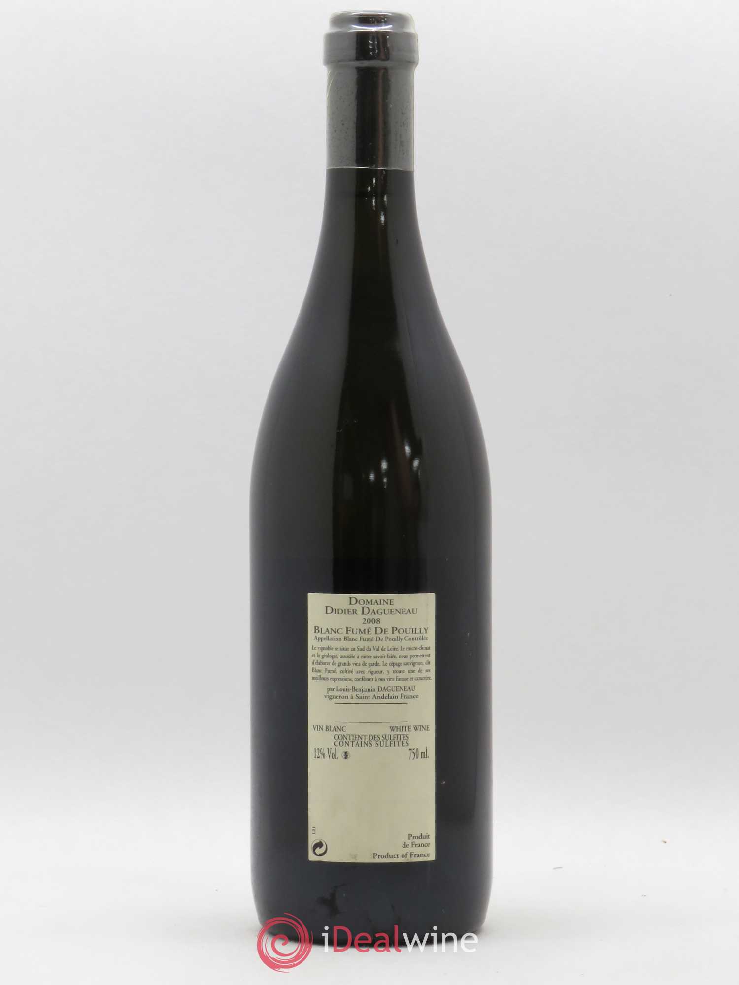 Pouilly-Fumé Blanc Fumé de Pouilly Dagueneau (Domaine Didier - Louis-Benjamin) 2008 - Lot de 1 bouteille - 1