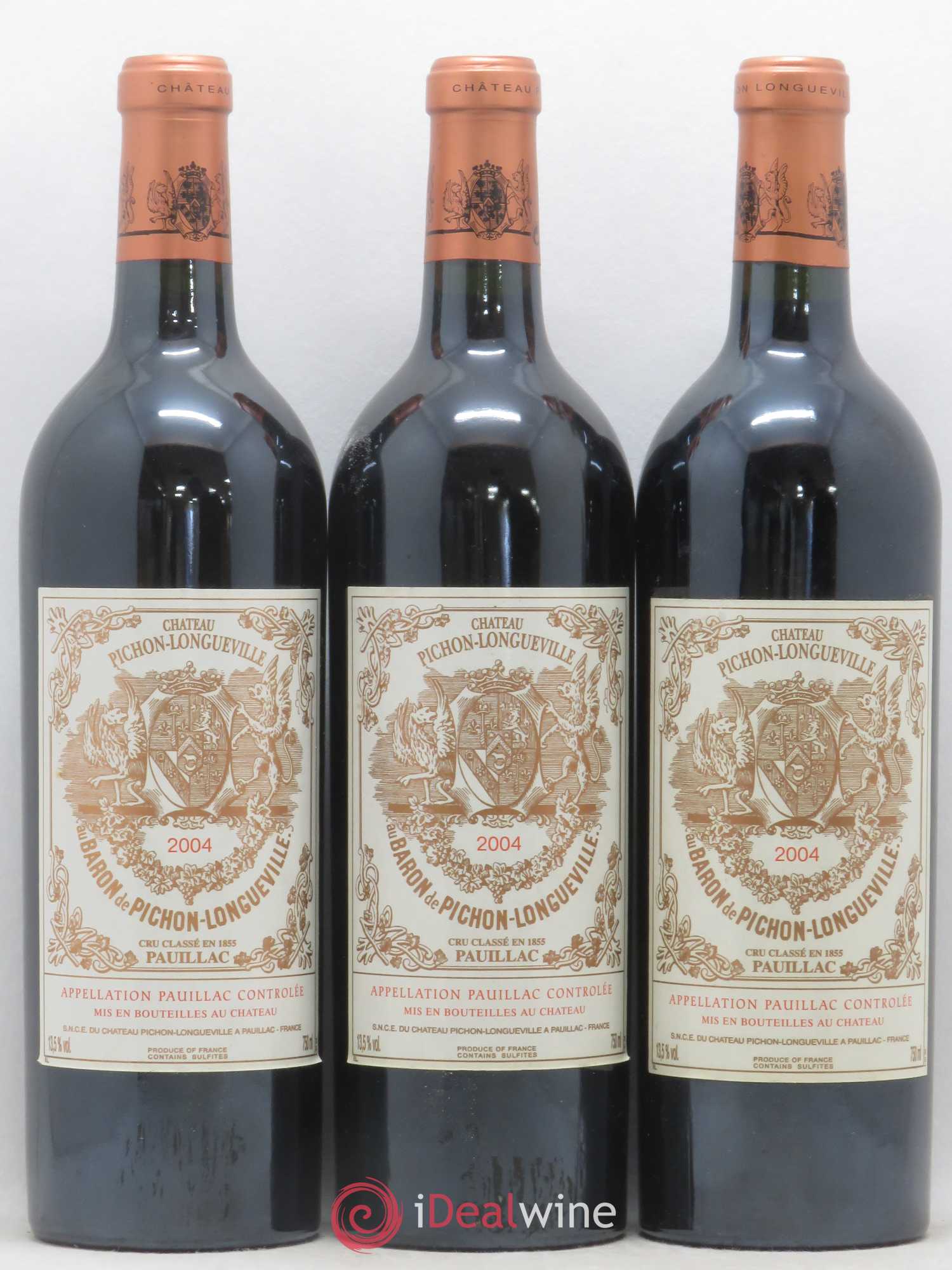 Pichon Longueville Baron 2ème Grand Cru Classé 2004 - Lot de 3 bouteilles - 0