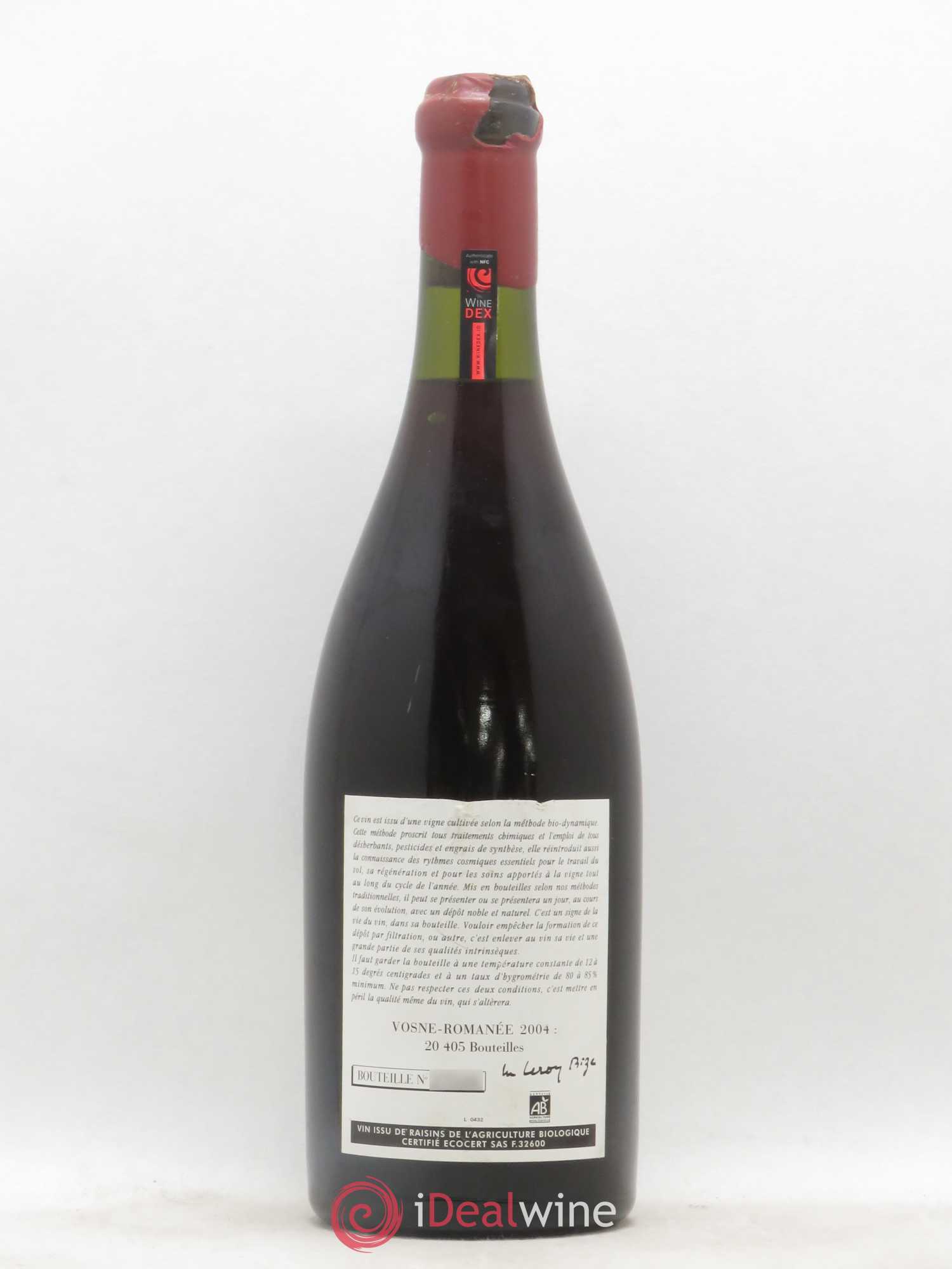 Vosne-Romanée Leroy (Domaine) 2004 - Lot de 1 bouteille - 1
