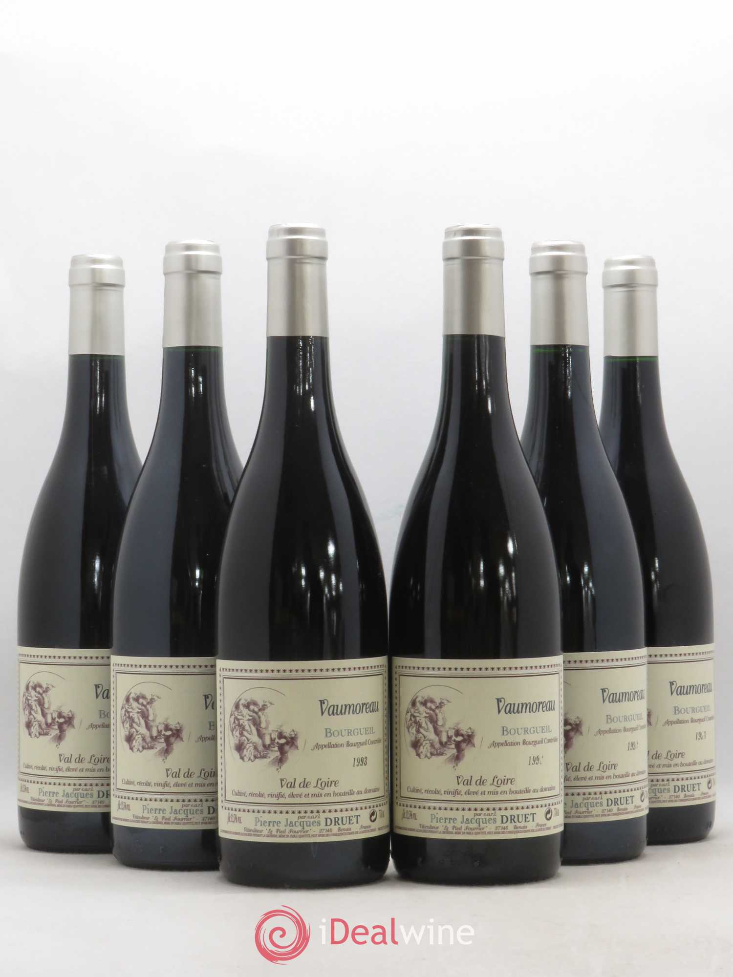 Bourgueil Vaumoreau Pierre Jacques Druet 1993 - Lot de 6 bouteilles - 0