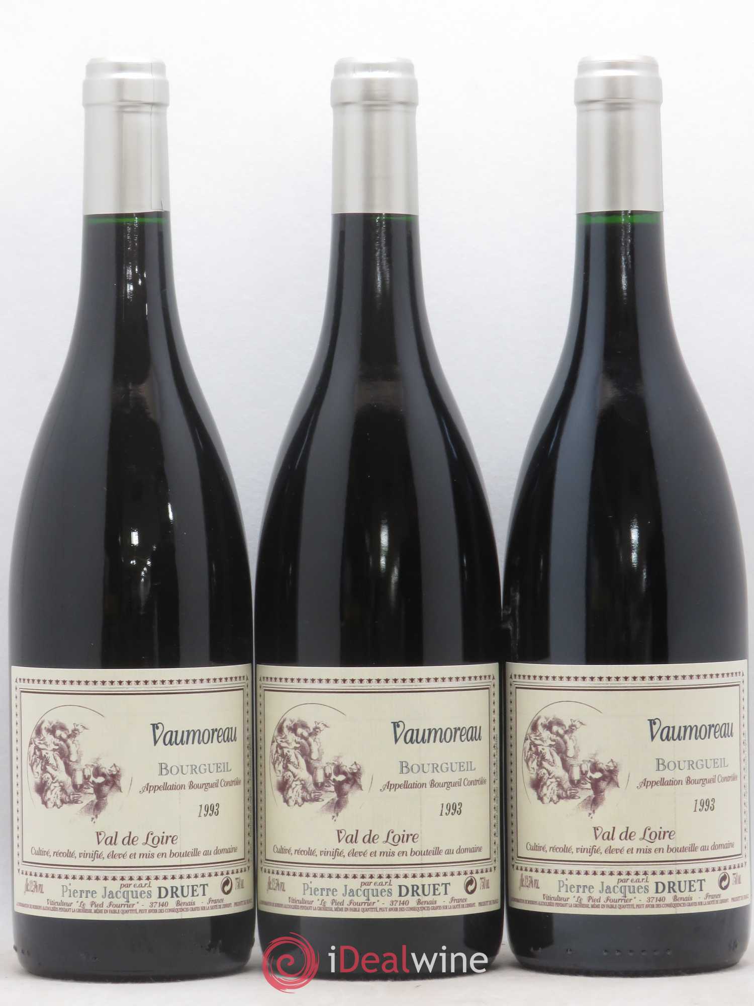 Bourgueil Vaumoreau Pierre Jacques Druet 1993 - Lot de 3 bouteilles - 0
