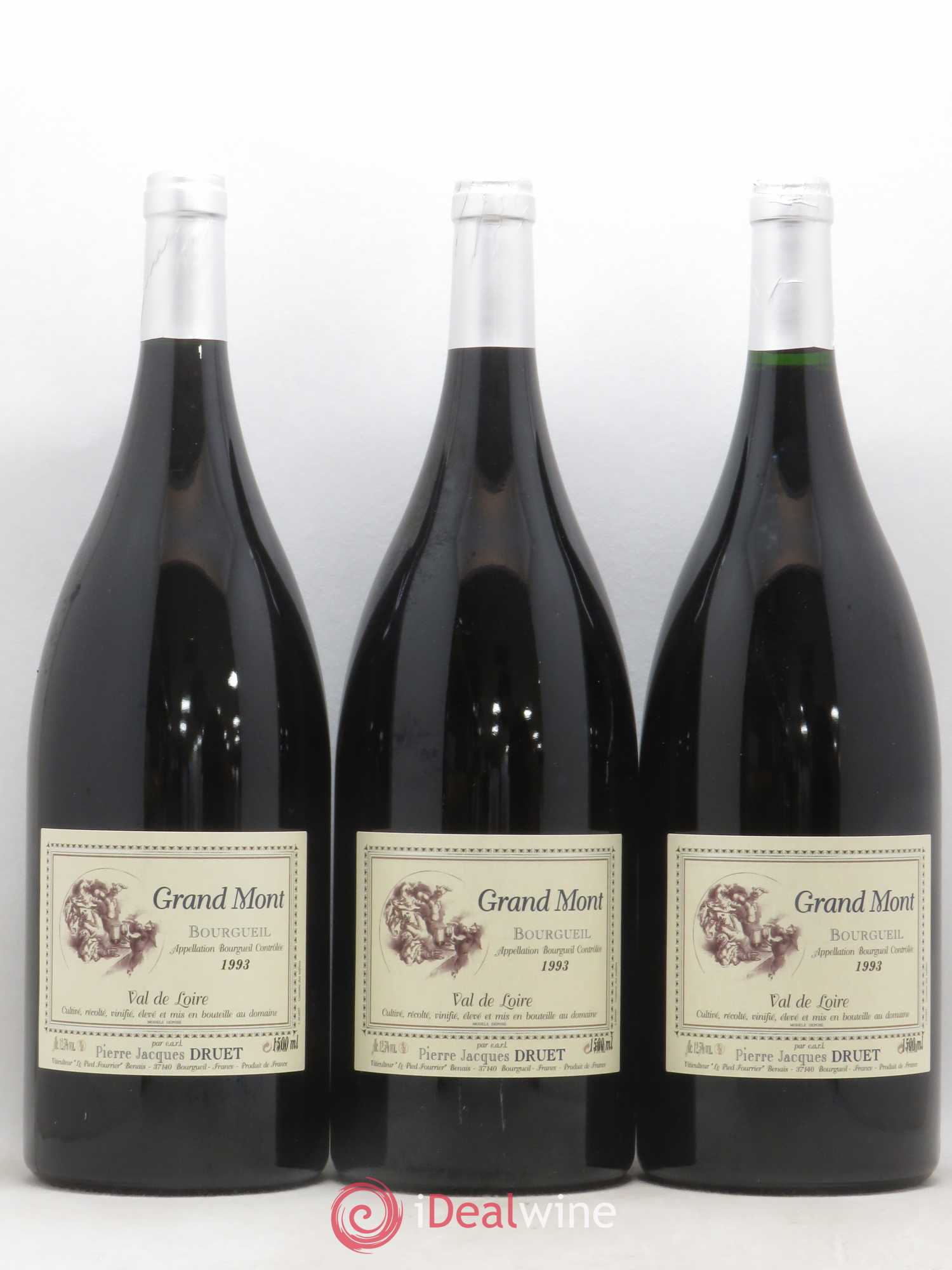 Bourgueil Grand Mont Pierre Jacques Druet 1993 - Lot de 3 magnums - 0