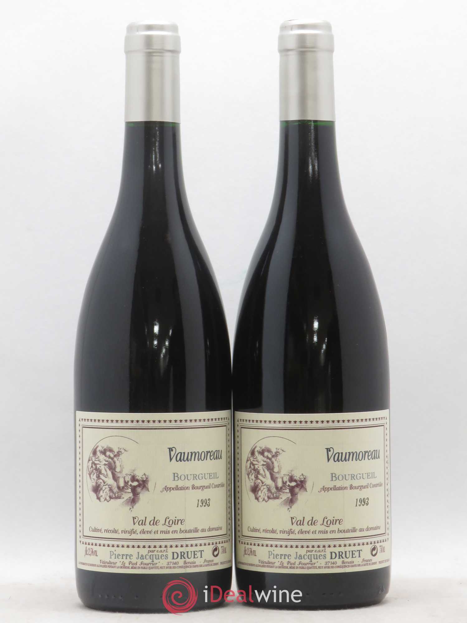 Bourgueil Vaumoreau Pierre Jacques Druet 1993 - Lot de 2 bouteilles - 0