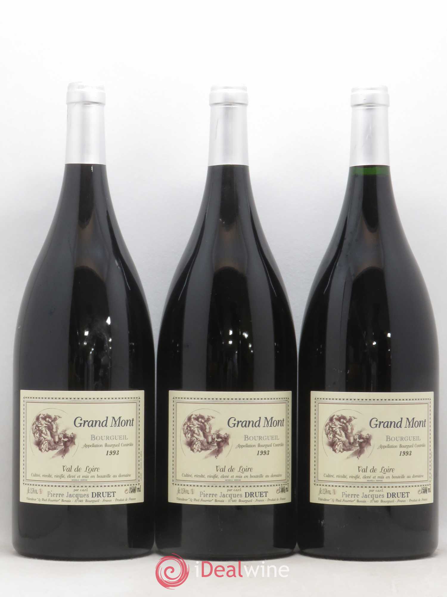 Bourgueil Grand Mont Pierre Jacques Druet 1993 - Lot de 3 magnums - 0