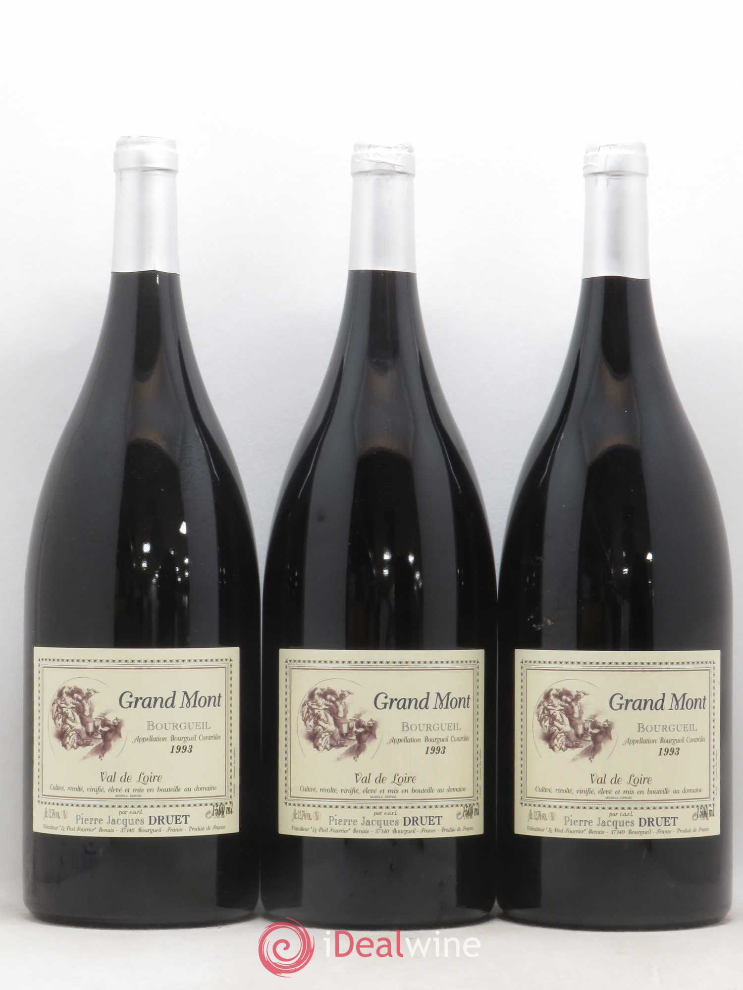 Bourgueil Grand Mont Pierre Jacques Druet 1993 - Lot de 3 magnums - 0