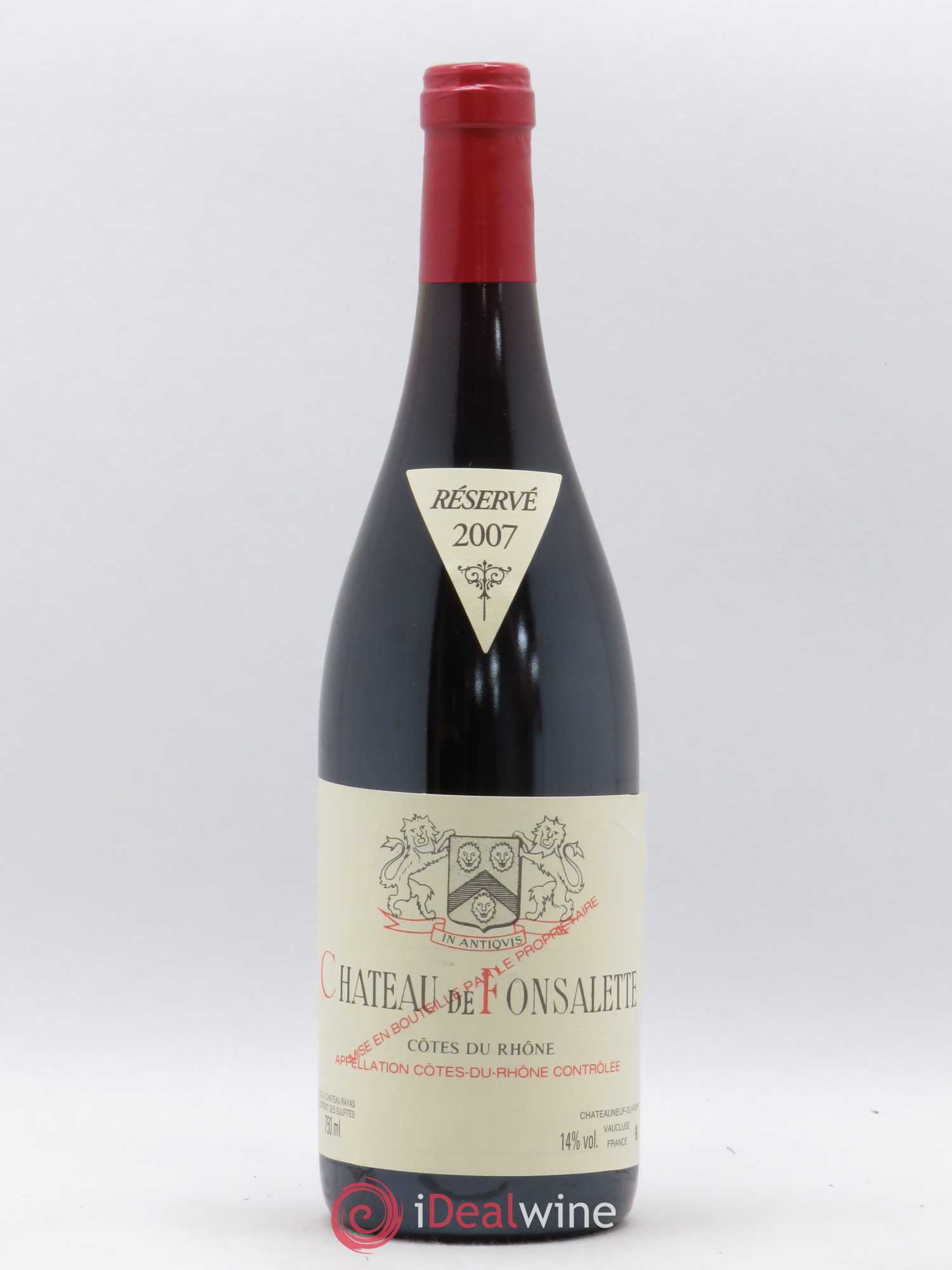 Côtes-du-Rhône Château de Fonsalette Emmanuel Reynaud 2007 - Lot de 1 bouteille - 0