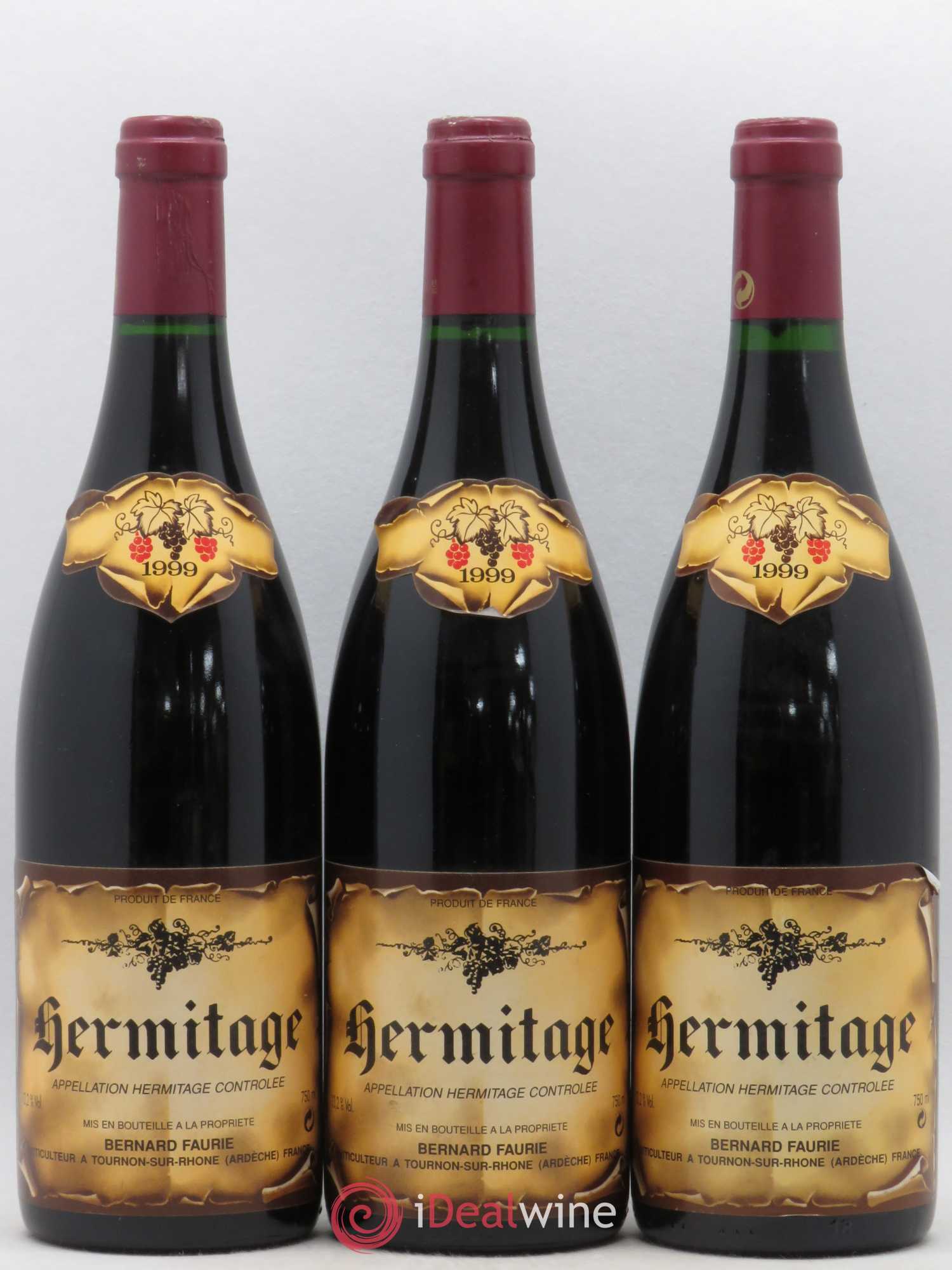 Hermitage Les Bessards (capsule rouge) Bernard Faurie 1999 - Lot de 3 bouteilles - 0