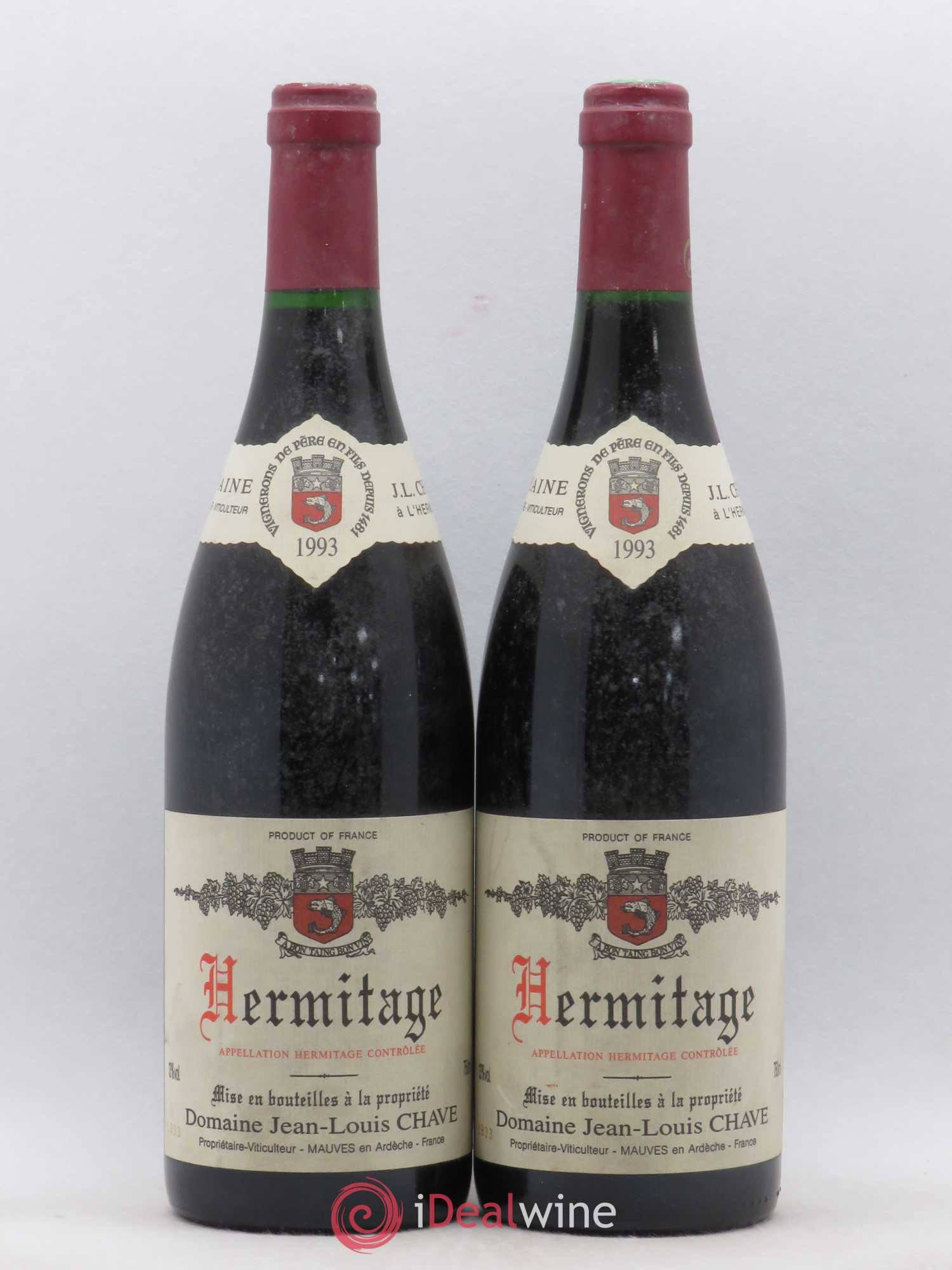 Hermitage Jean-Louis Chave 1993 - Lot de 2 bouteilles - 0