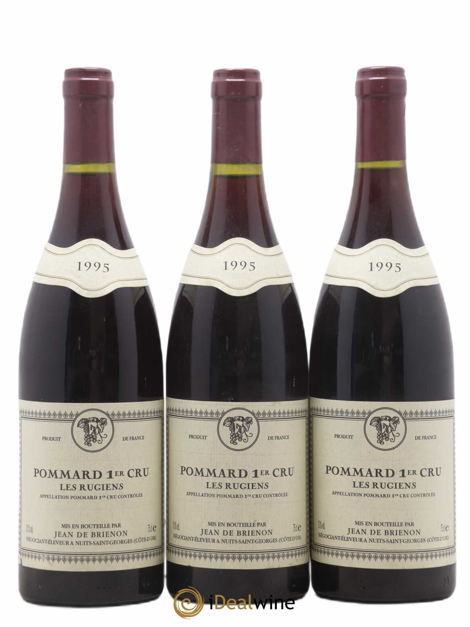 Pommard 1er Cru Les Rugiens Jean De Brienon 1995 - Lot de 3 bouteilles - 0