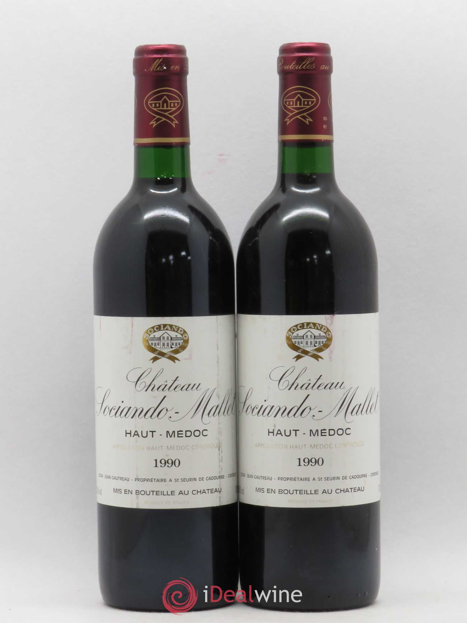 Château Sociando Mallet 1990 - Lot de 2 bouteilles - 0
