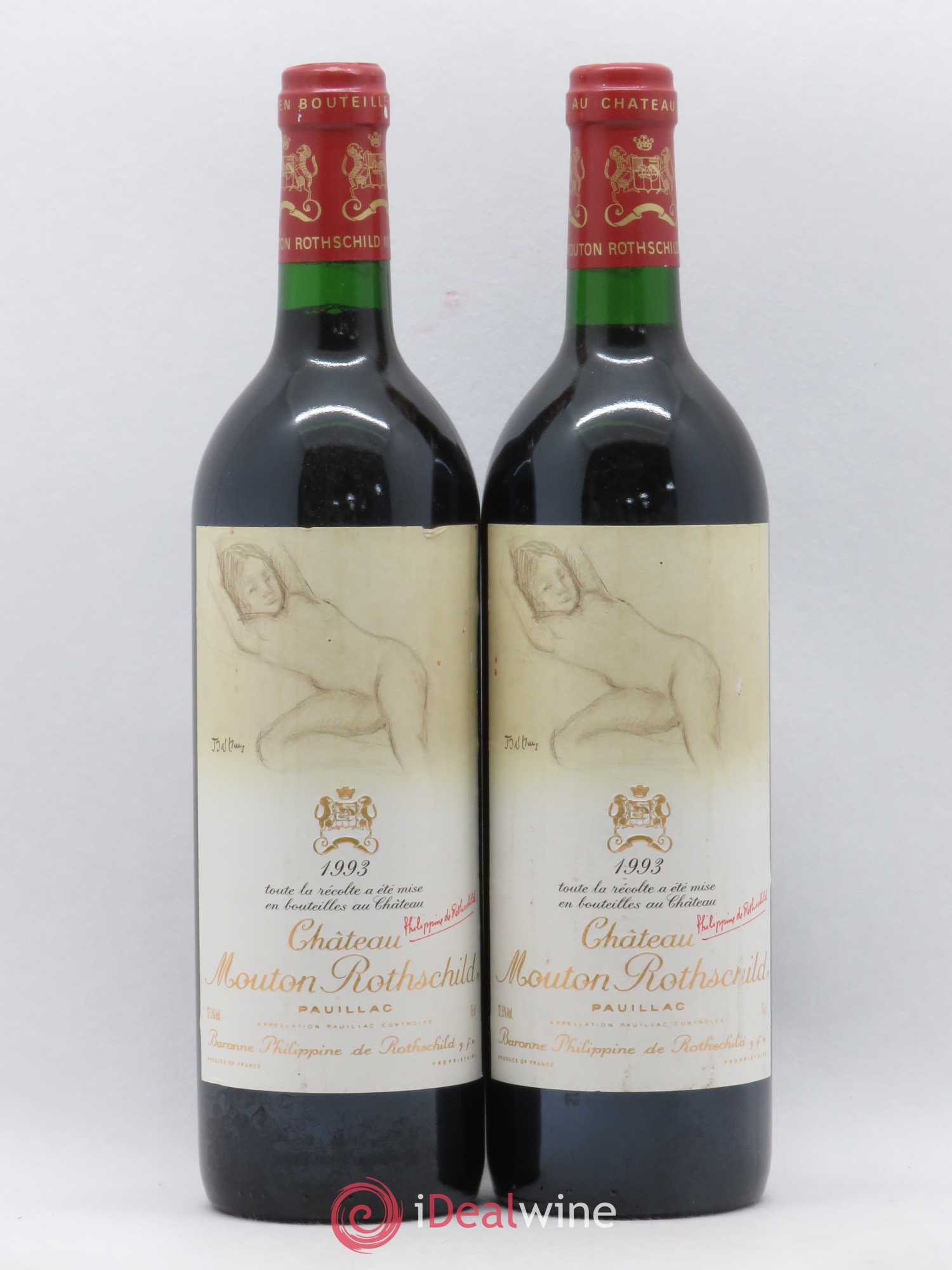 Château Mouton Rothschild 1er Grand Cru Classé 1993 - Lot de 2 bouteilles - 0