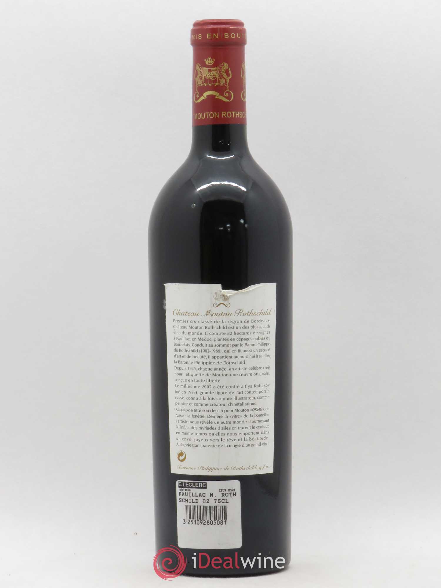 Château Mouton Rothschild 1er Grand Cru Classé 2002 - Lot de 1 bouteille - 1