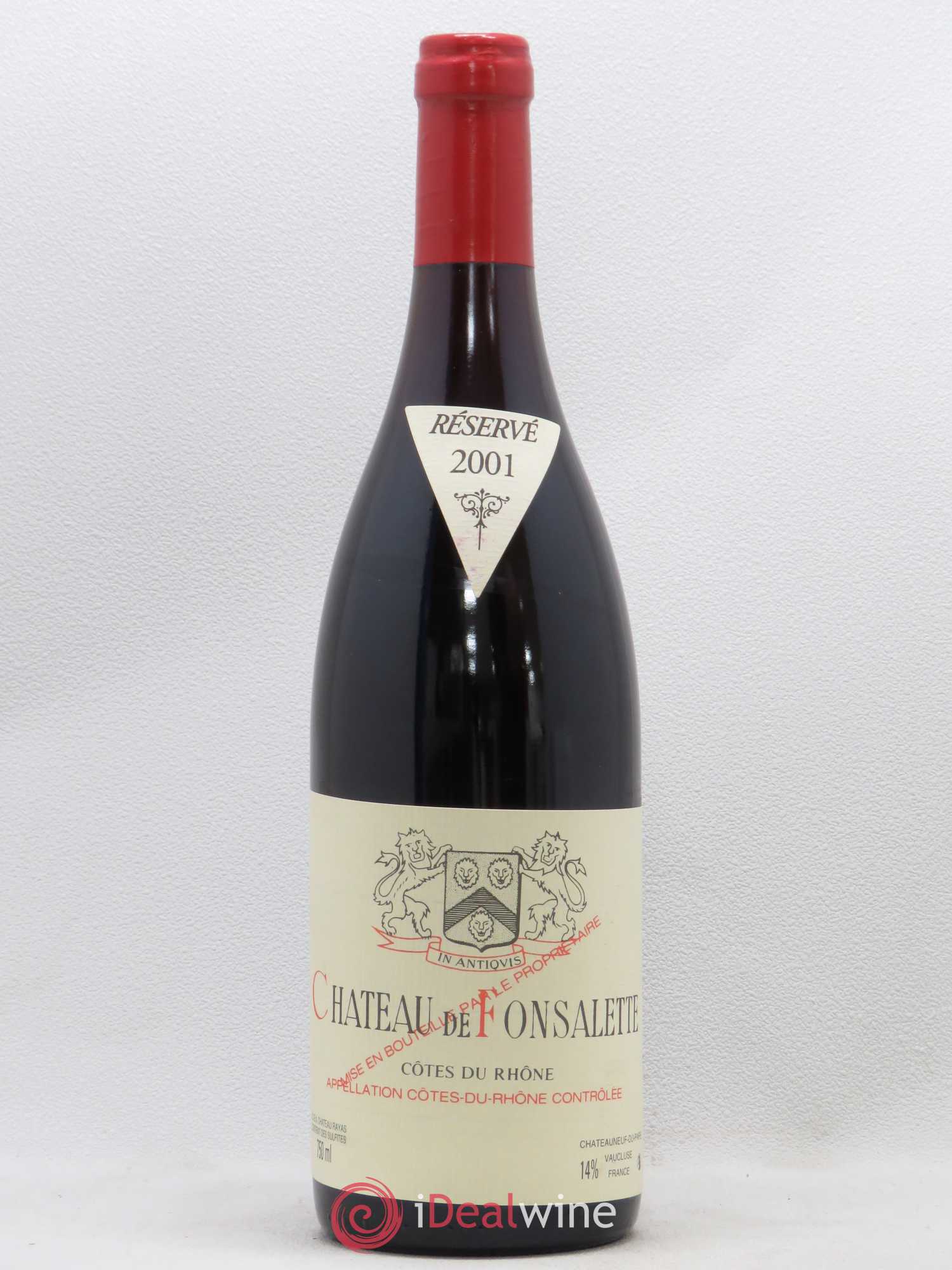 Côtes-du-Rhône Château de Fonsalette Emmanuel Reynaud Reserve 2001 - Lot de 1 bouteille - 0