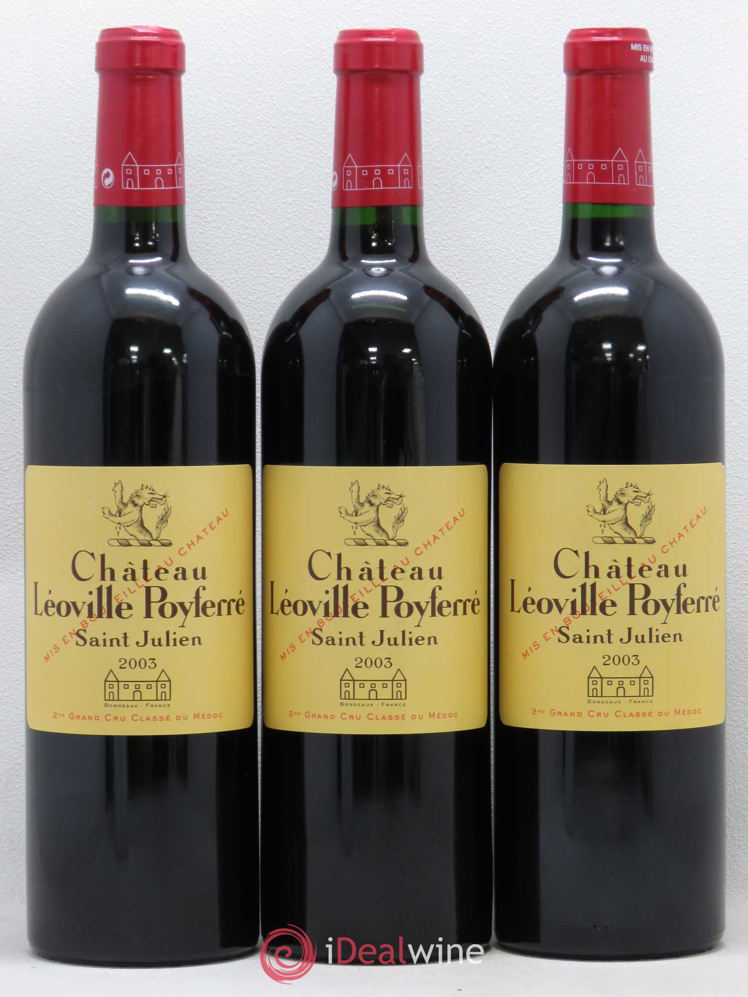Château Léoville Poyferré 2ème Grand Cru Classé 2003 - Lot de 3 bouteilles - 0