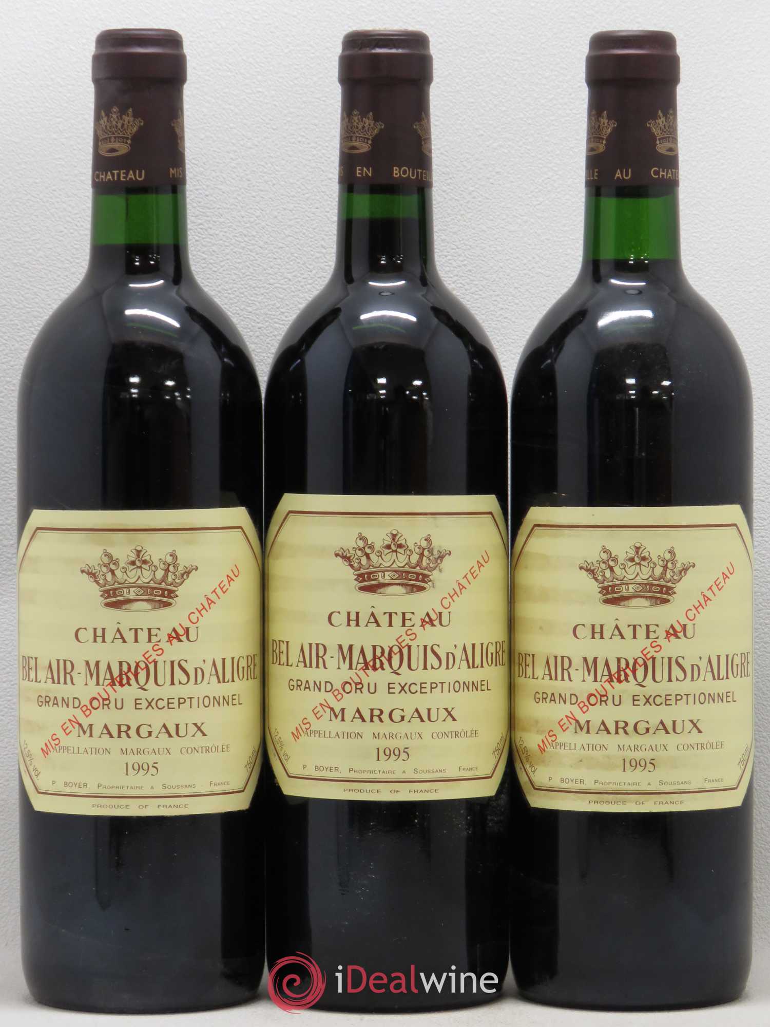 Château Bel Air Marquis d'Aligre 1995 - Lot de 3 bouteilles - 0