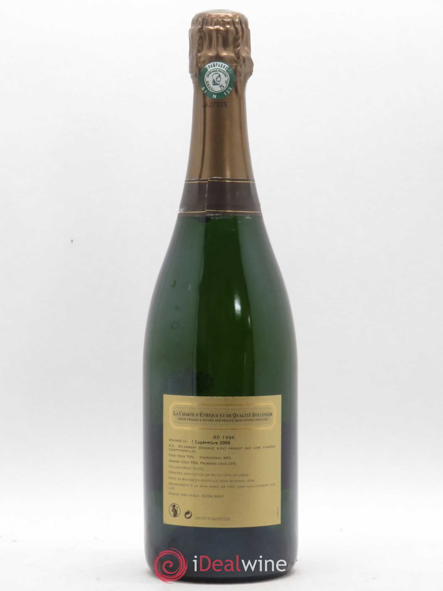R.D. Extra-Brut Bollinger 1996 - Lot de 1 bouteille - 1
