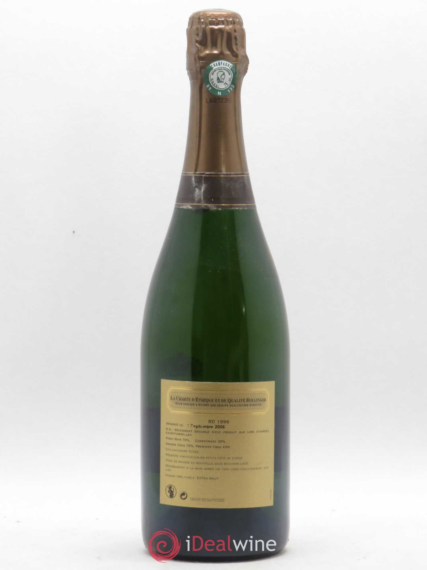 R.D. Extra-Brut Bollinger 1996 - Lot de 1 bouteille - 1
