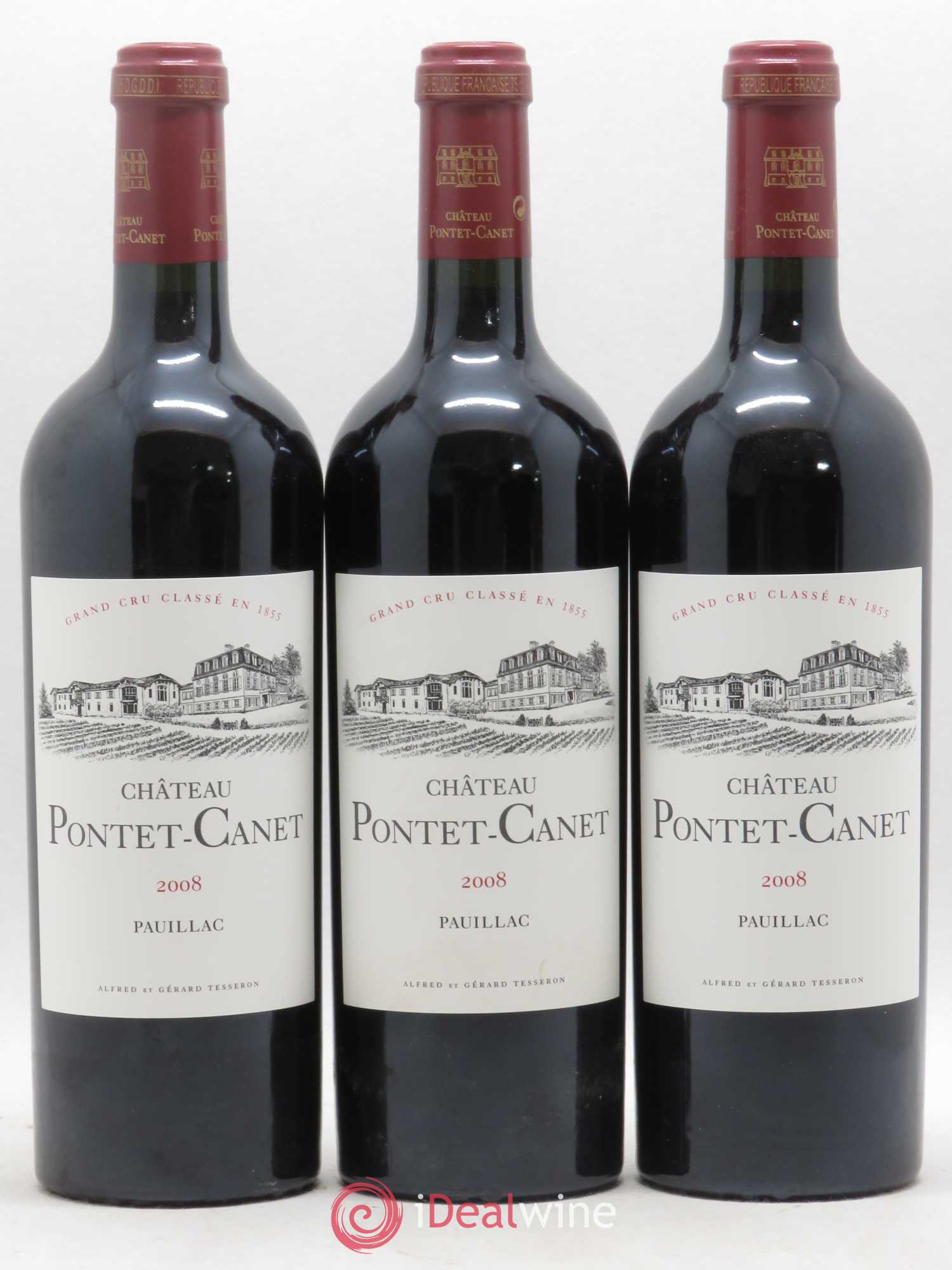 Château Pontet Canet 5ème Grand Cru Classé 2008 - Lot de 3 bouteilles - 0