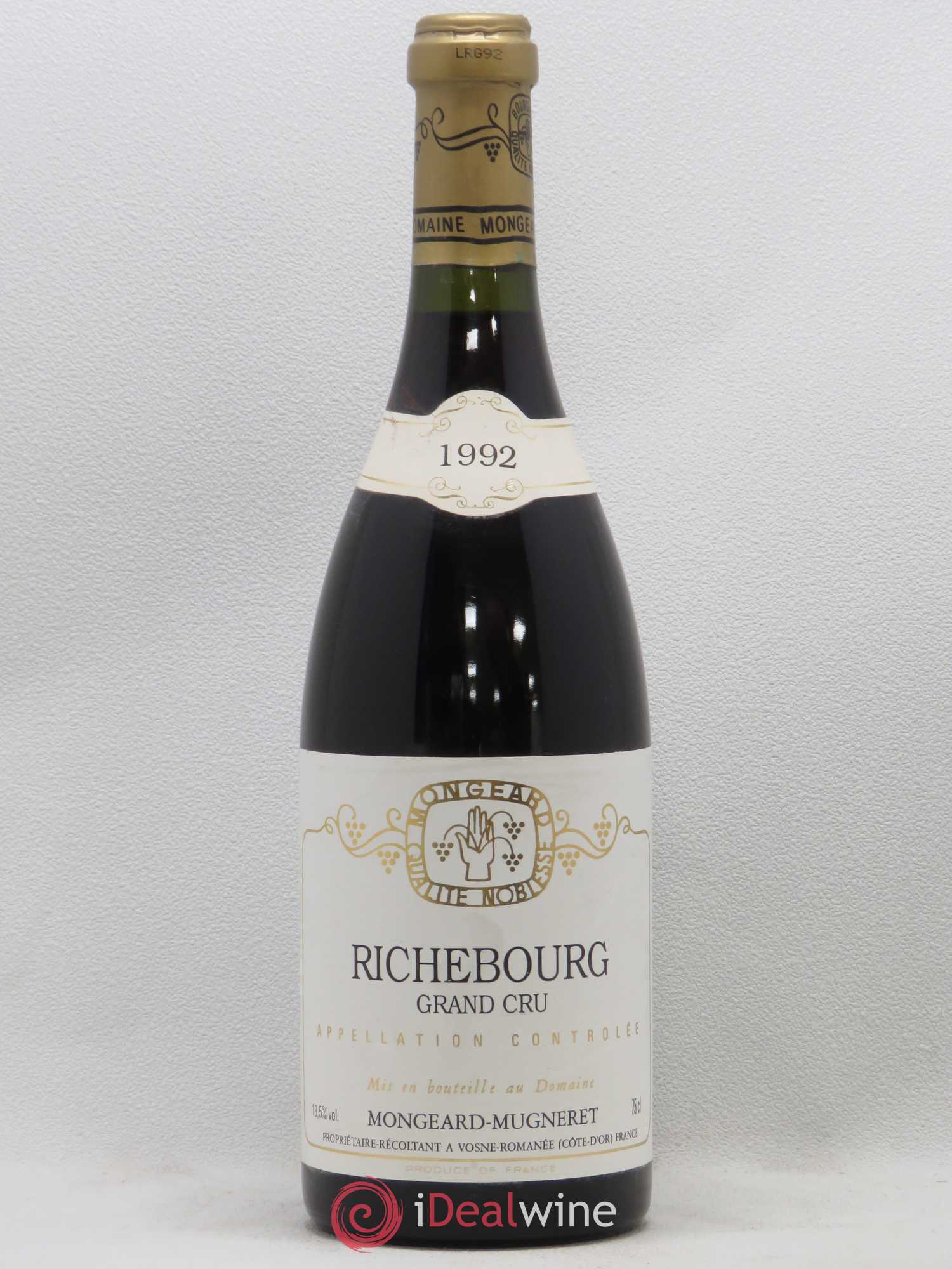 Richebourg Grand Cru Mongeard-Mugneret (Domaine) 1992 - Lot de 1 bouteille - 0