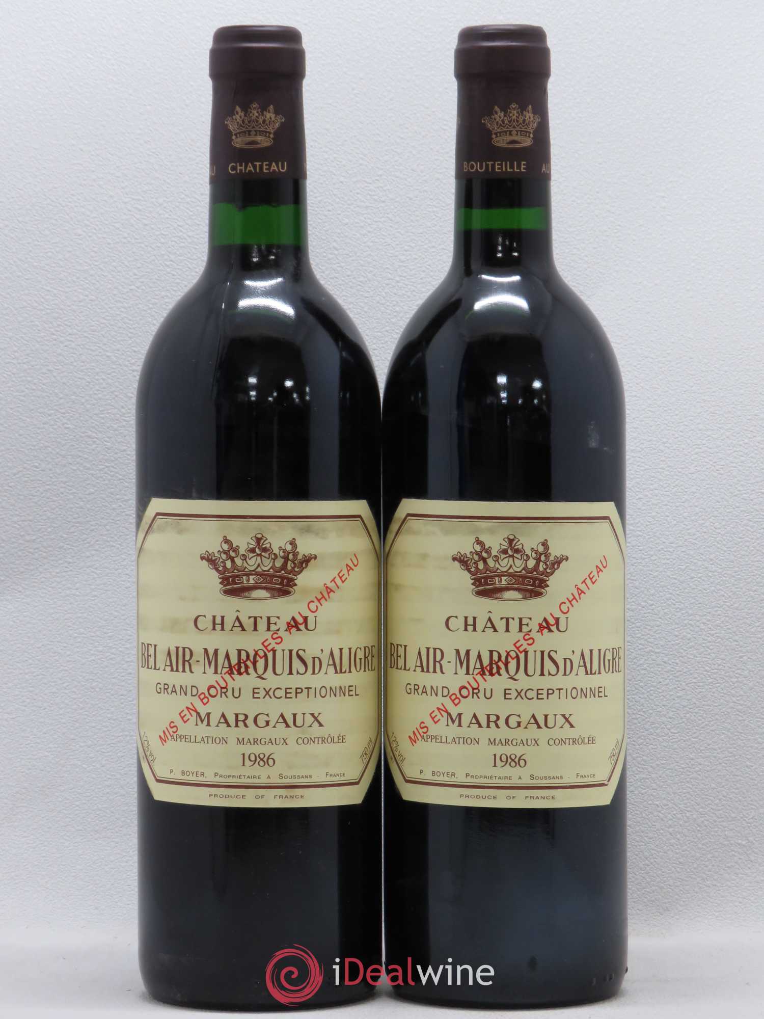 Château Bel Air Marquis d'Aligre 1986 - Lot de 2 bouteilles - 0